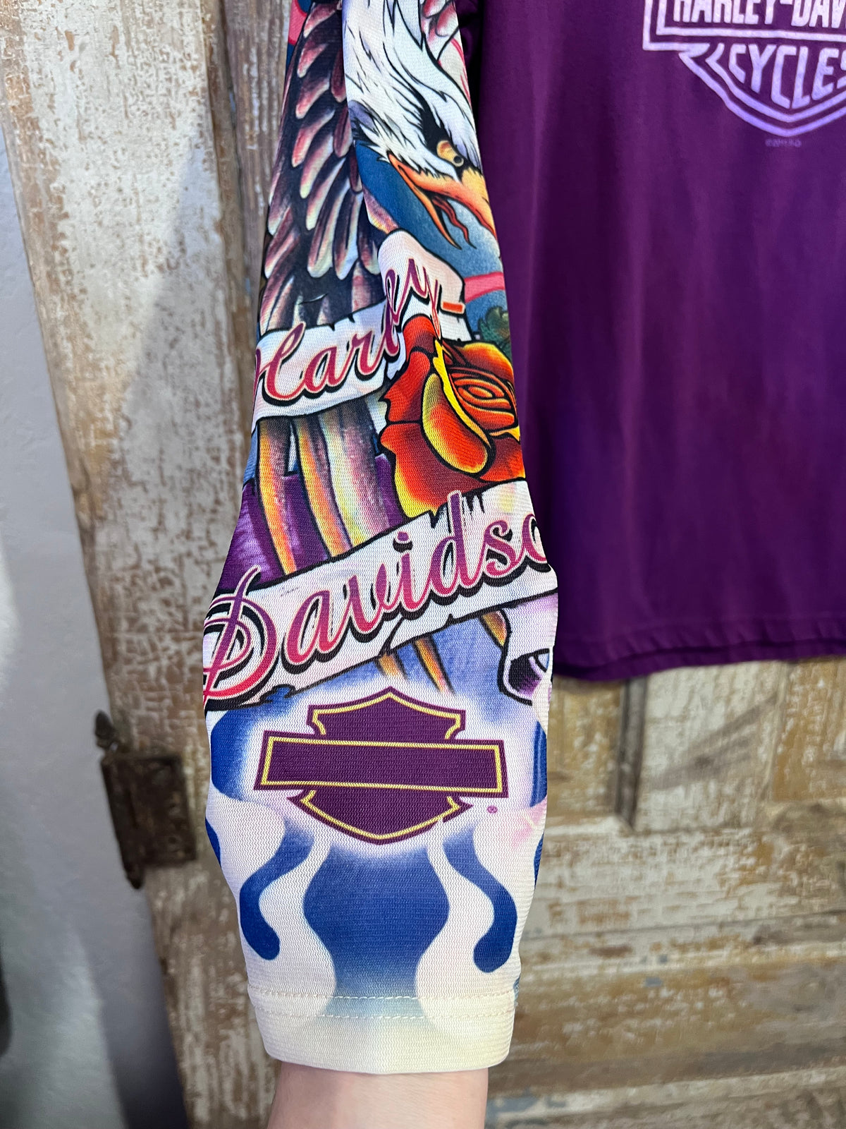 2011 Purple Harley Mesh Tattoo Long Sleeve Shirt