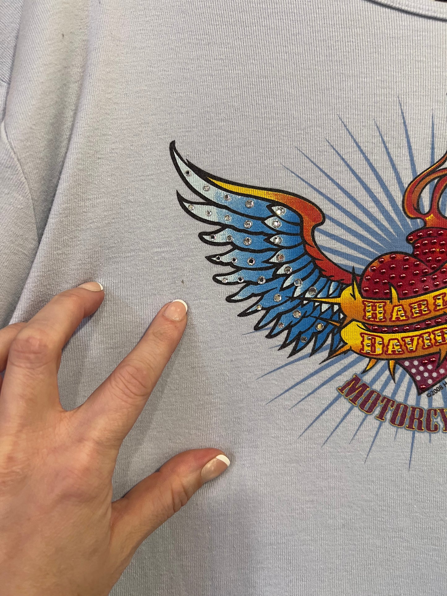 Y2K 2008 Bedazzled Harley Davidson T-Shirt