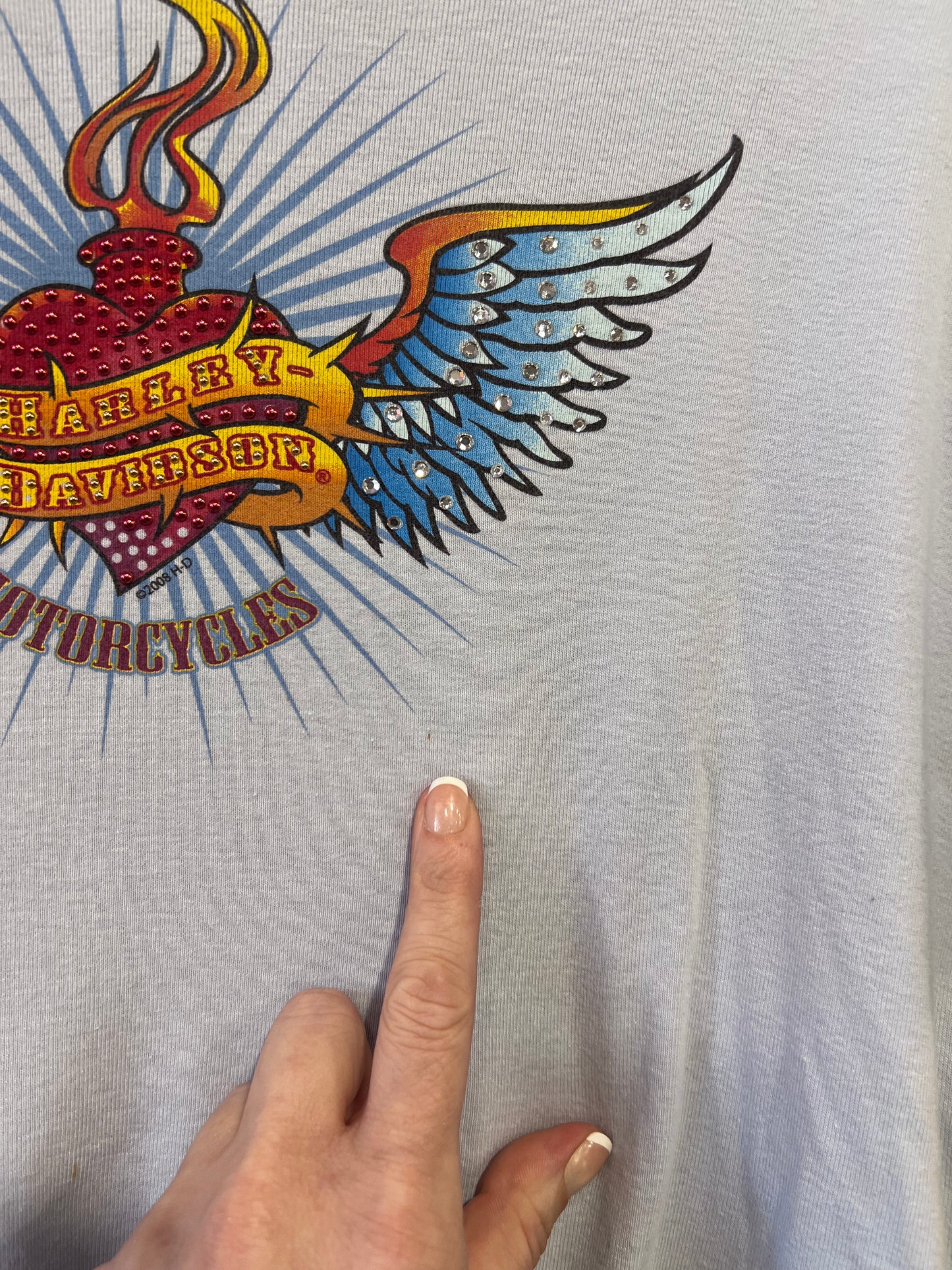 Y2K 2008 Bedazzled Harley Davidson T-Shirt