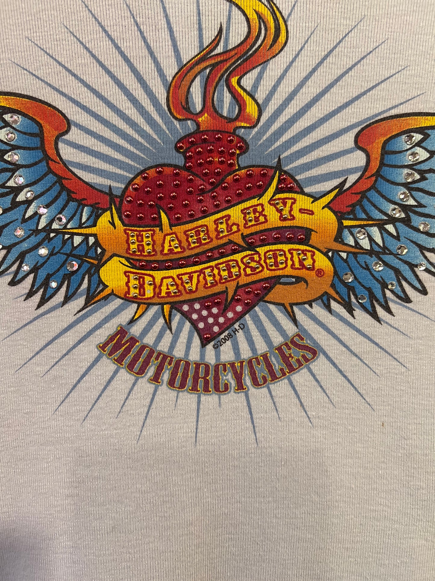 Y2K 2008 Bedazzled Harley Davidson T-Shirt