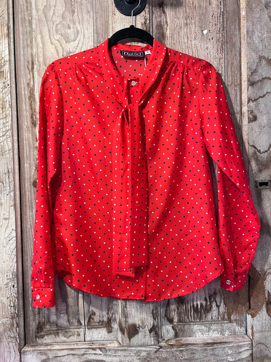 70's Red Polka Dot Blouse