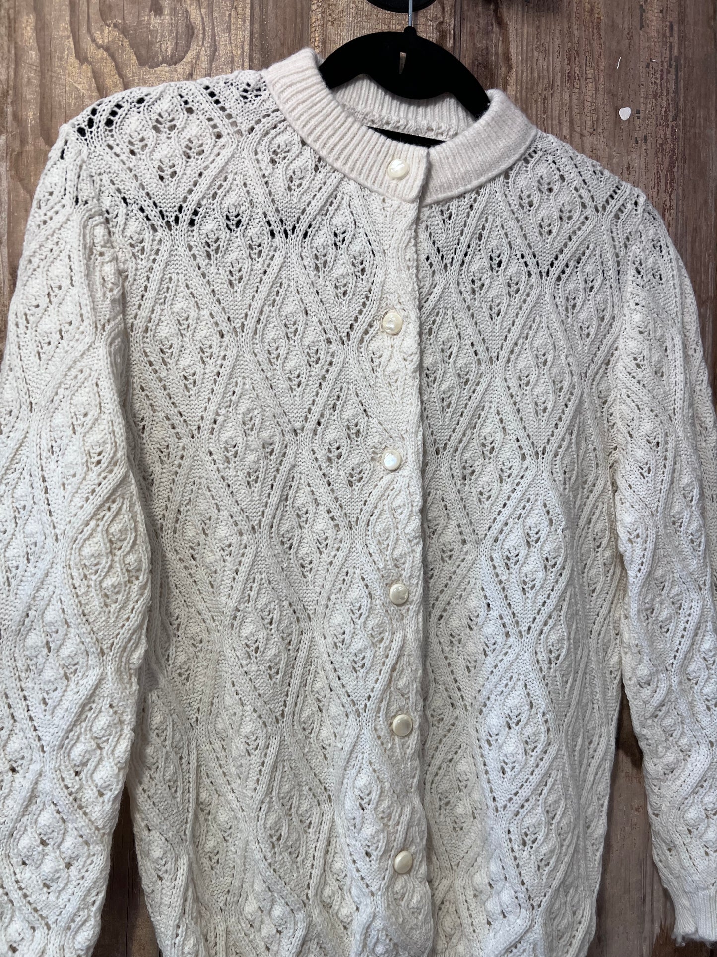 70's White Knit Button Up Cardigan