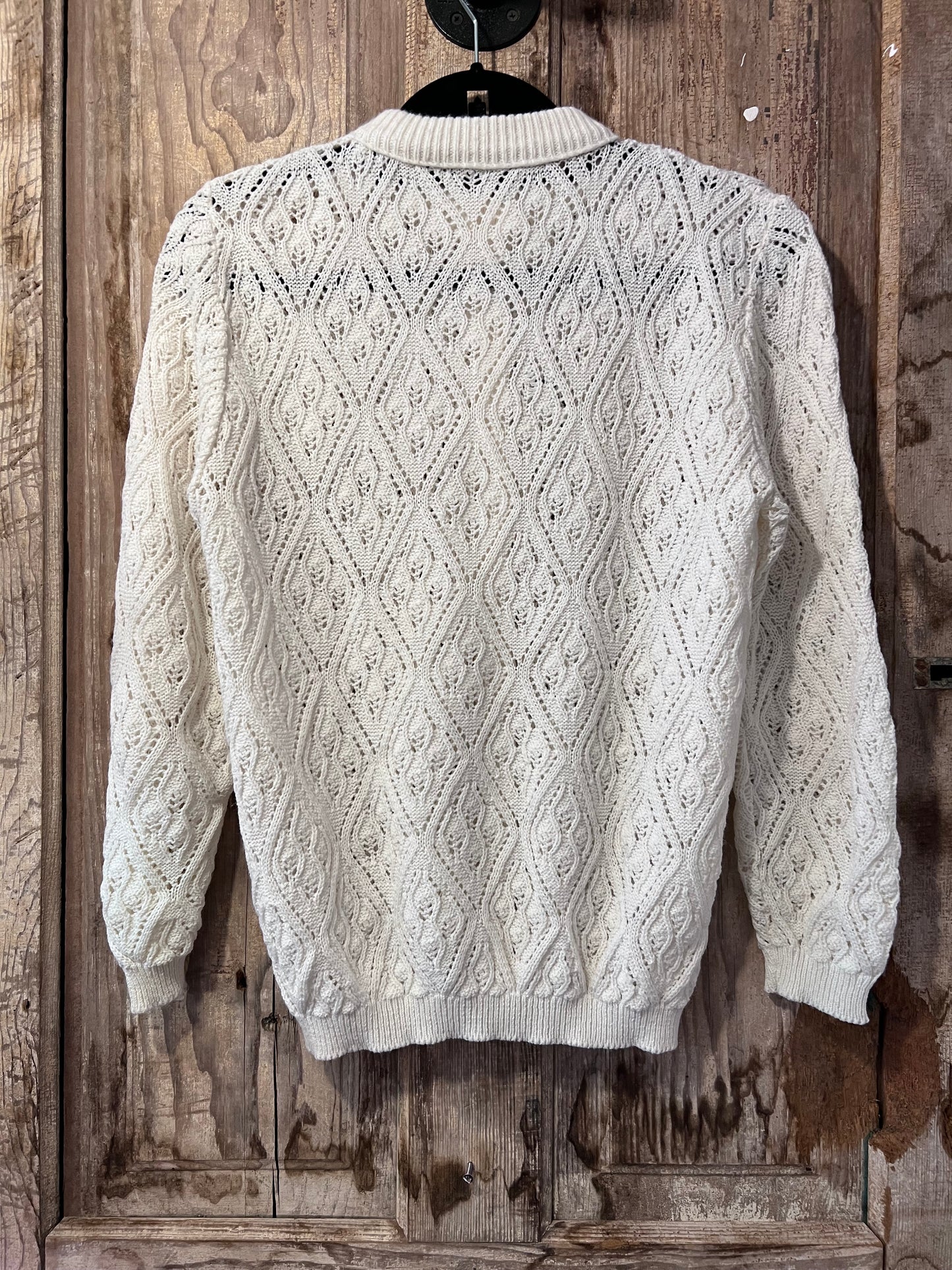 70's White Knit Button Up Cardigan