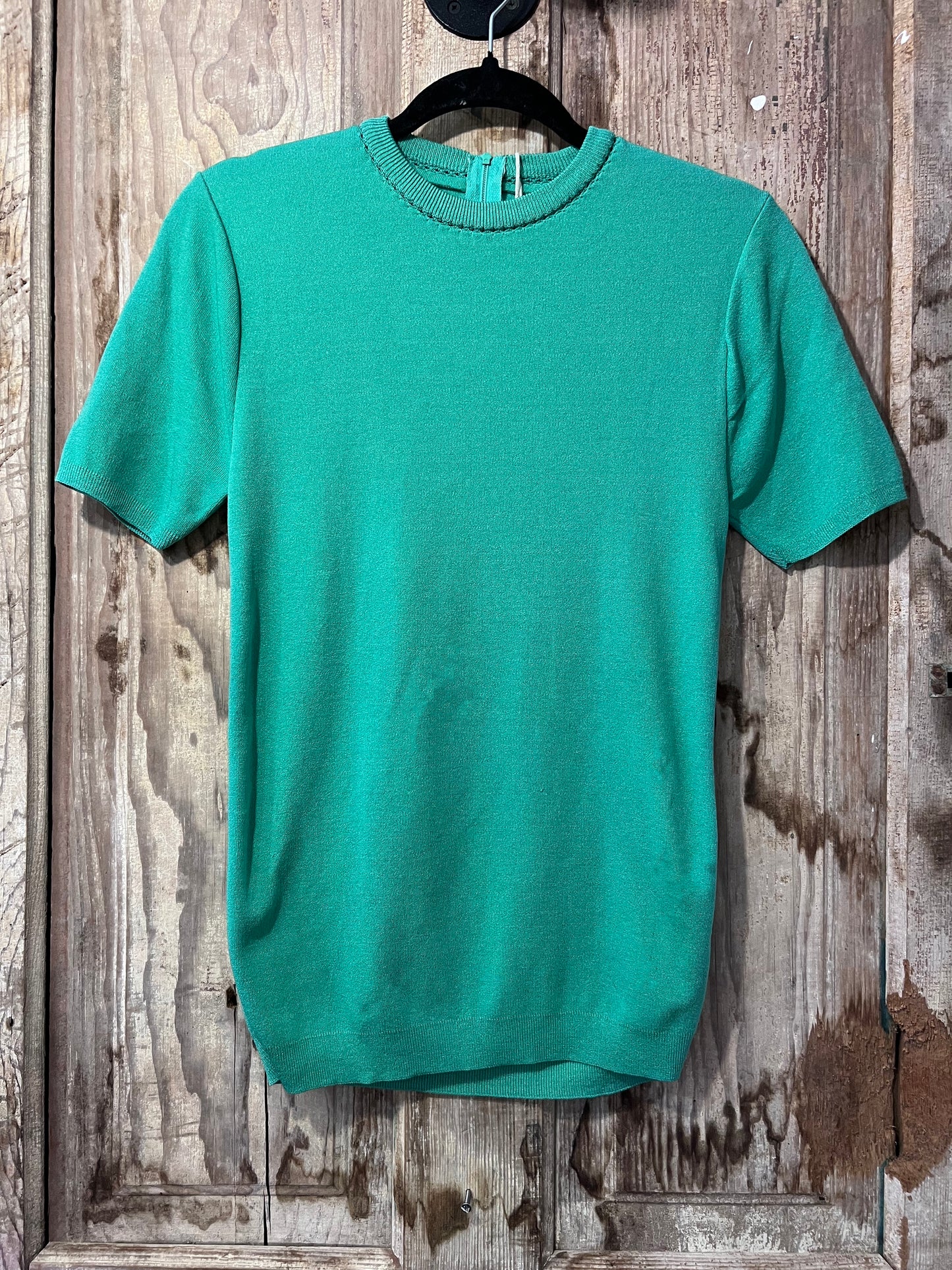 70's Green Short Sleeve Sweater Top