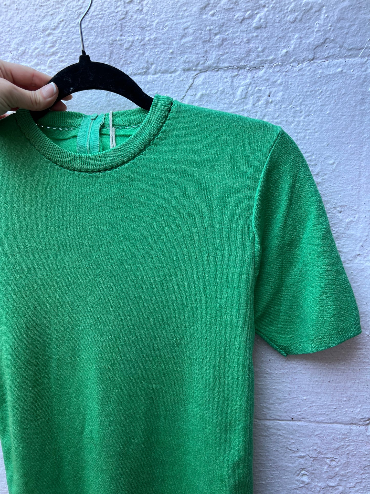 70's Green Short Sleeve Sweater Top