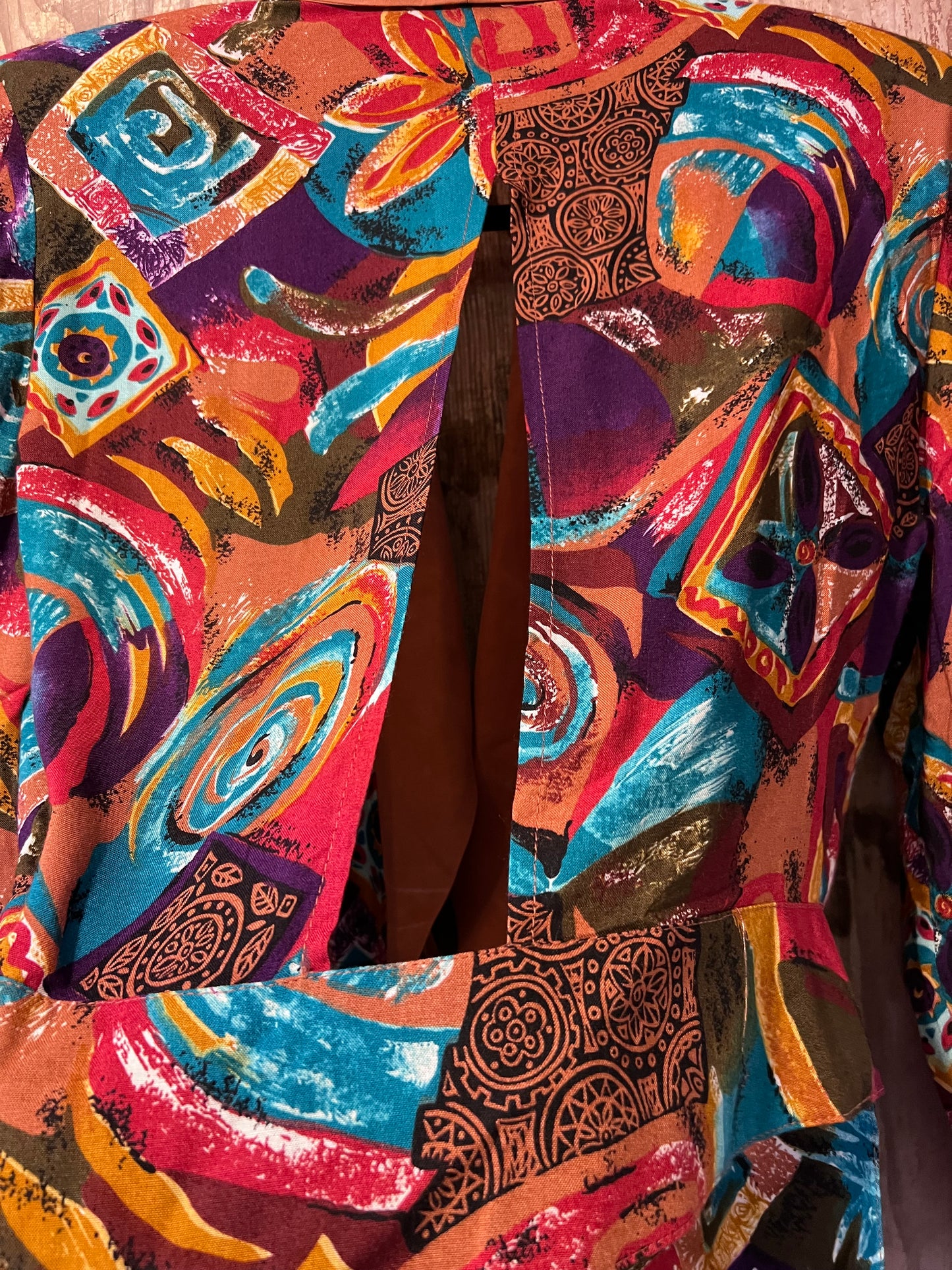 70's/80's April Rain Colorful Front Tie Blouse