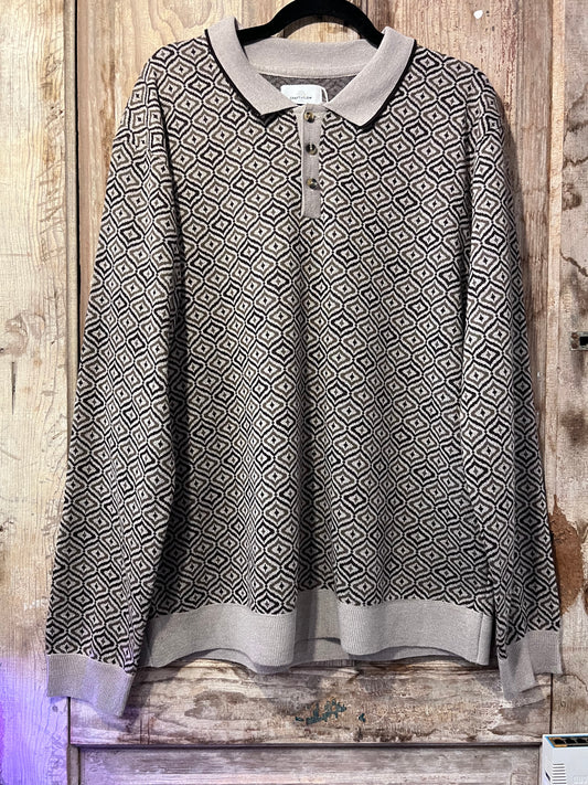 80's/90's CRAFTFLOW Patterned Henley Long Sleeve Shirt