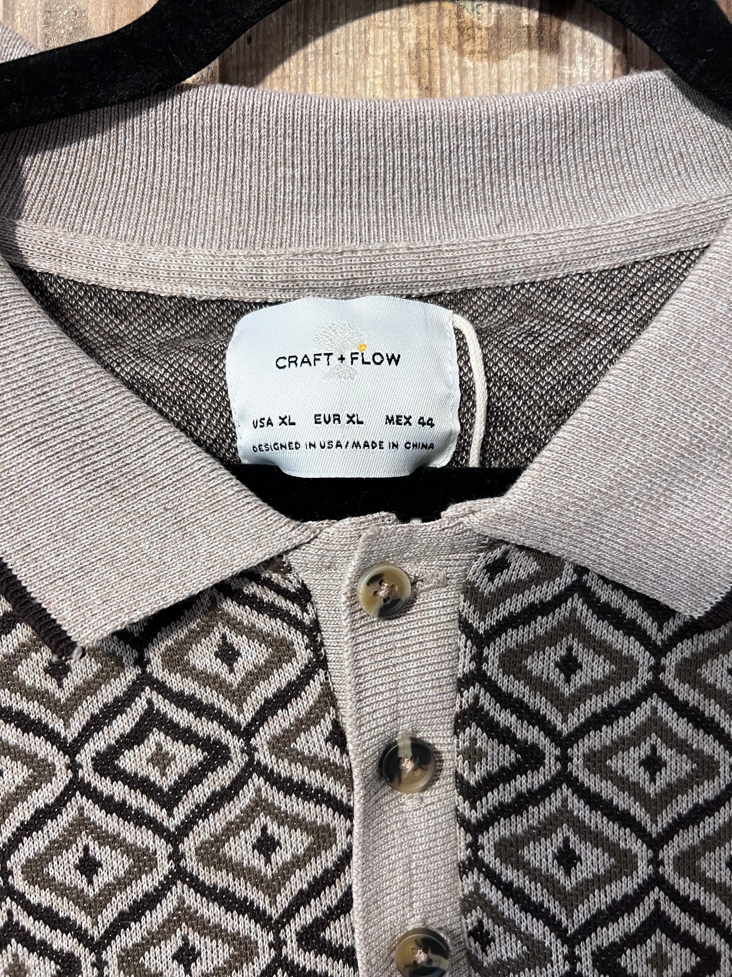 80's/90's CRAFTFLOW Patterned Henley Long Sleeve Shirt