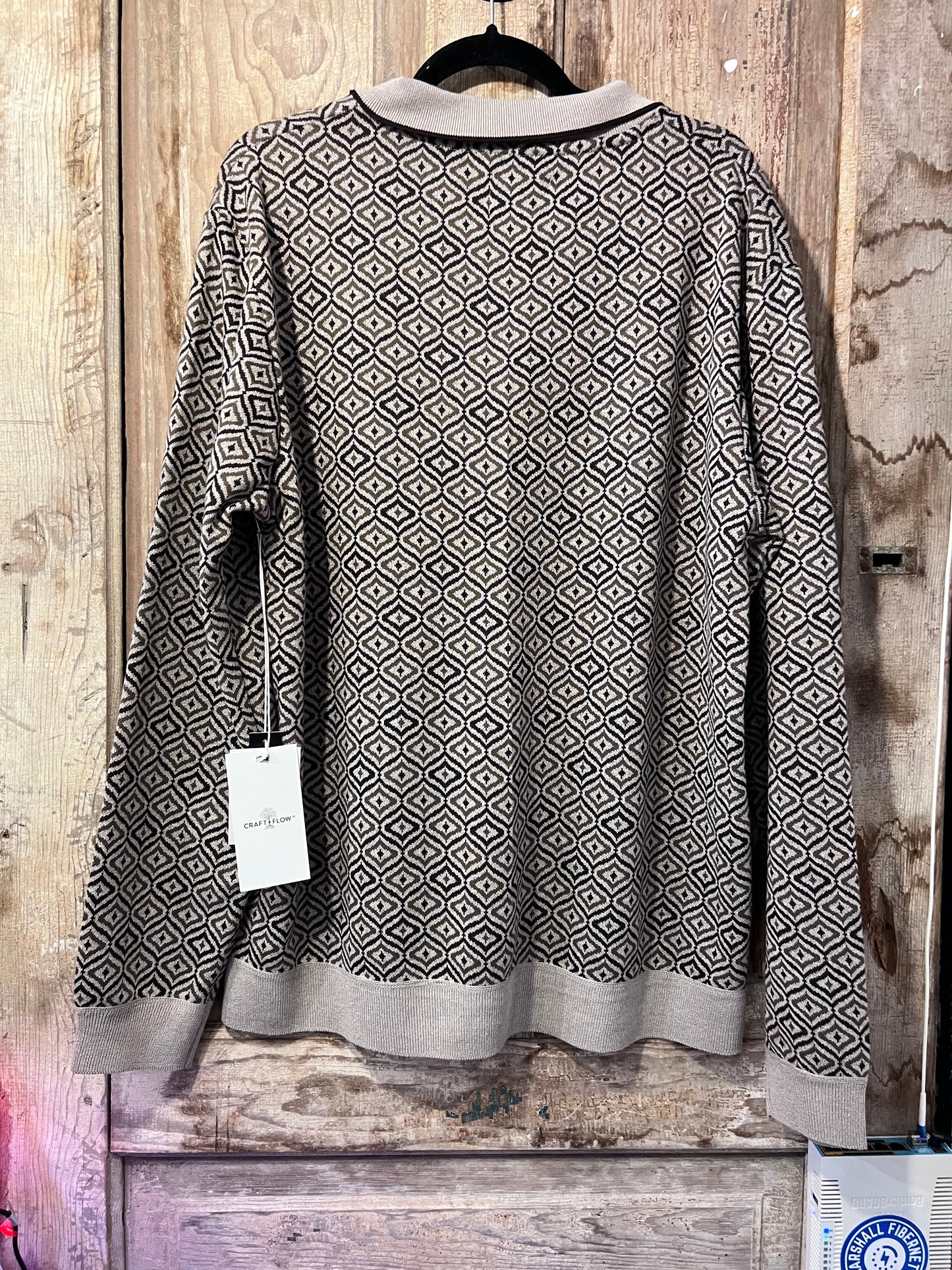 80's/90's CRAFTFLOW Patterned Henley Long Sleeve Shirt