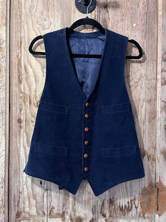 60's/70's Navy Blue Corduroy Vest