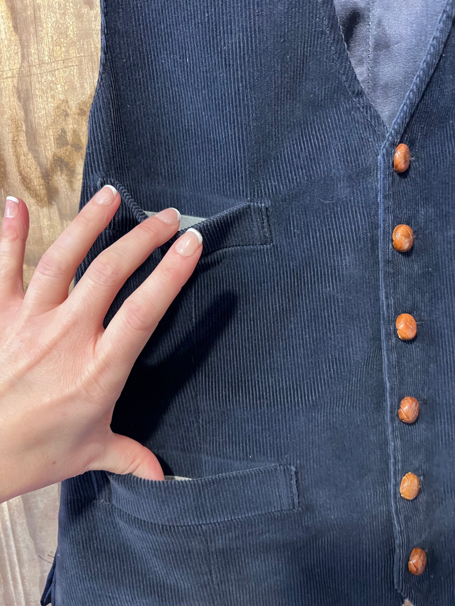 60's/70's Navy Blue Corduroy Vest