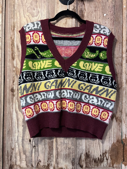 Y2K Colorful Patterned Knit Sweater Vest