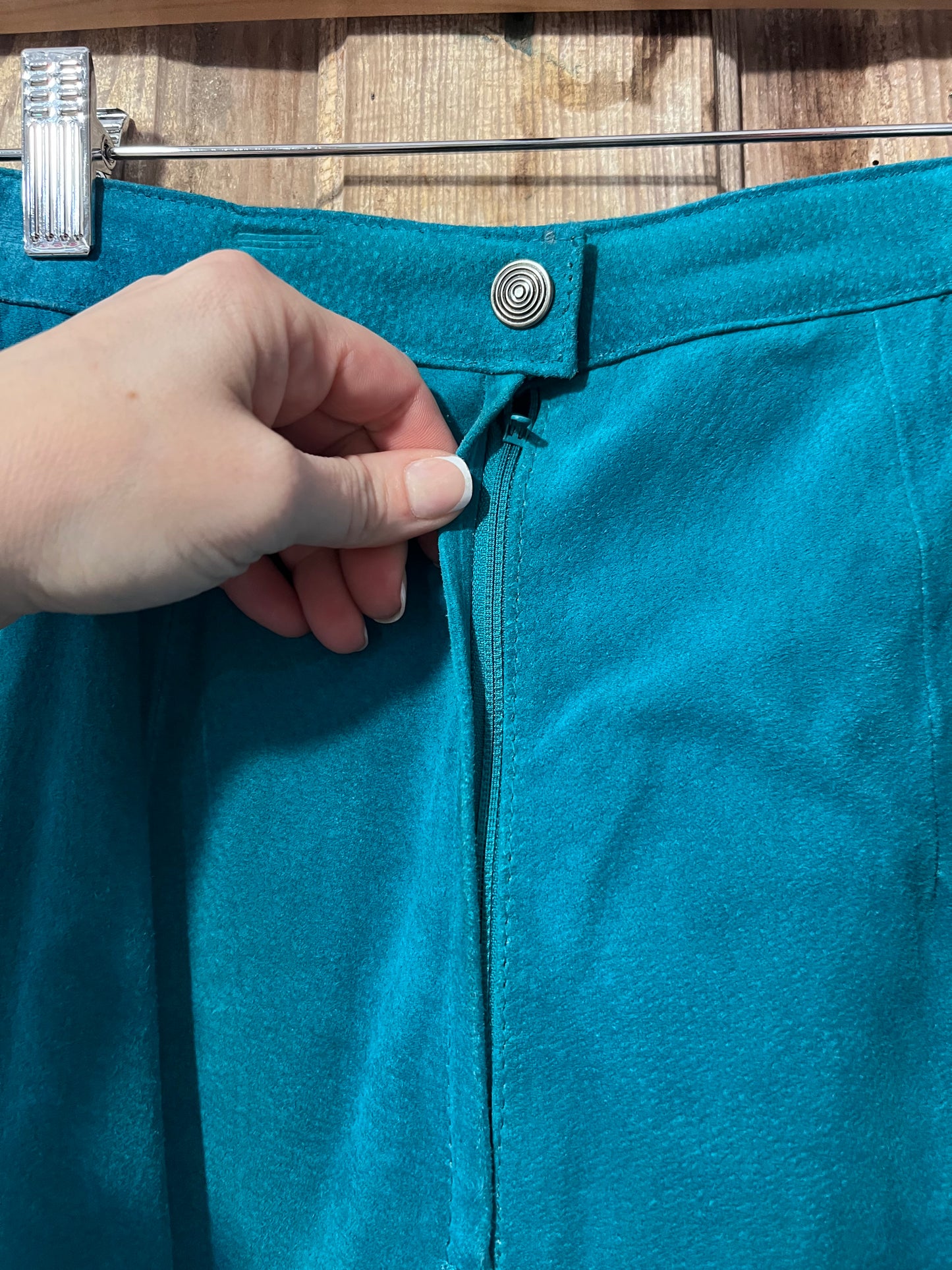 70's/80's G3 Leathers Teal Leather Skirt