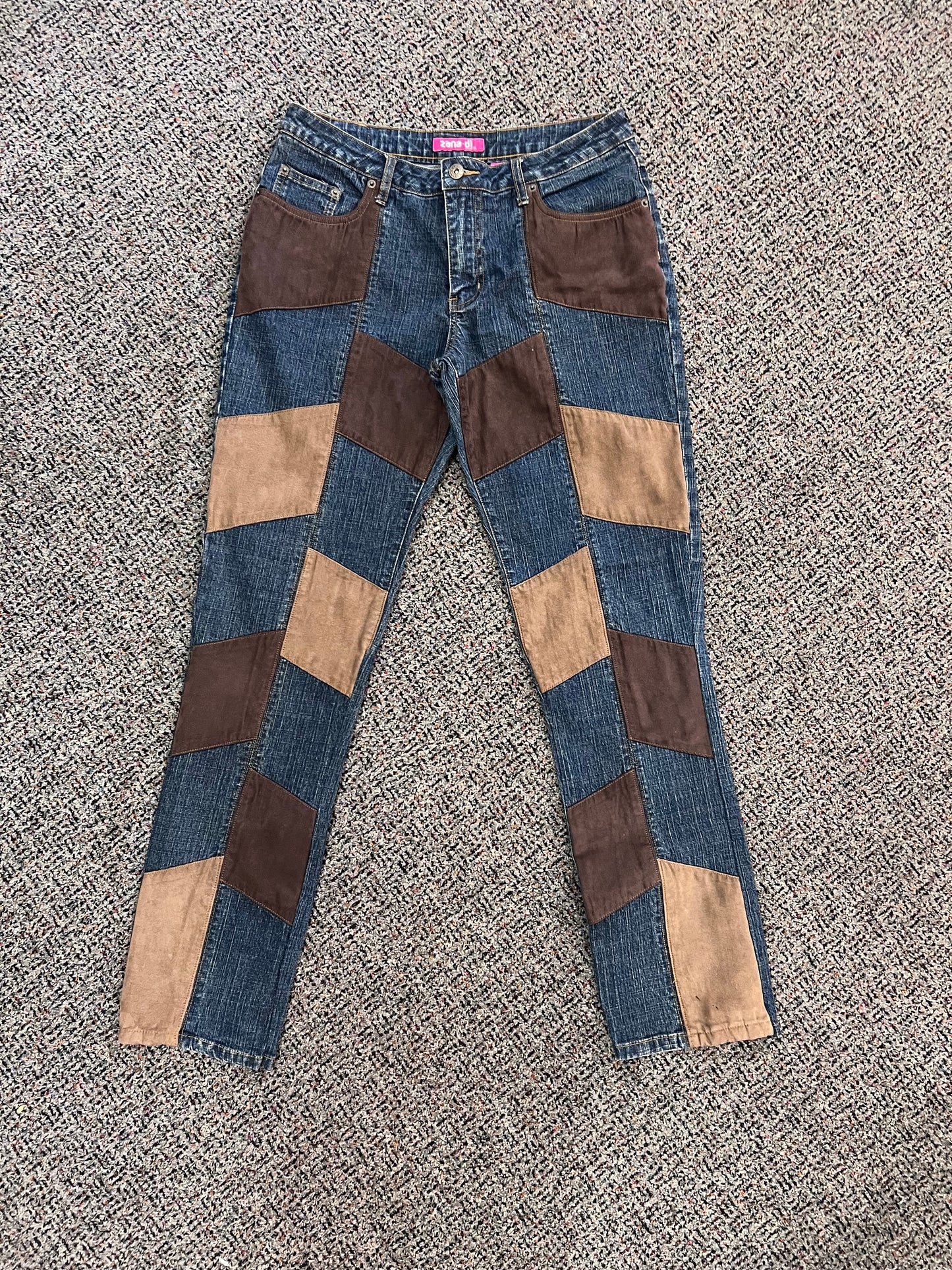 80's/90's Zana Di Two Tone Brown Suede Patchwork Jeans