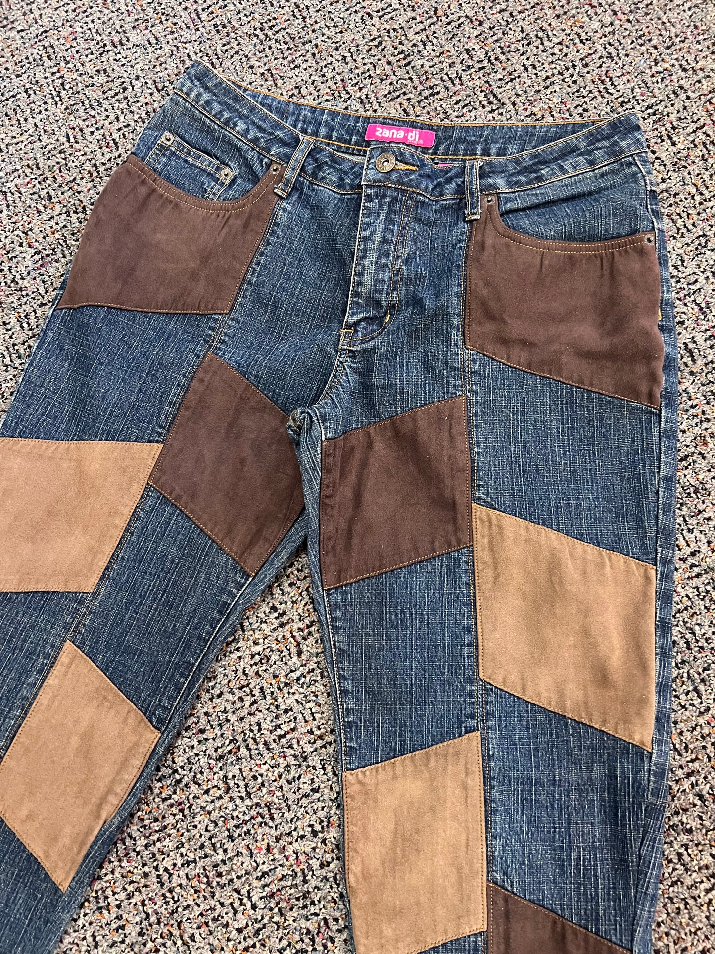 80's/90's Zana Di Two Tone Brown Suede Patchwork Jeans
