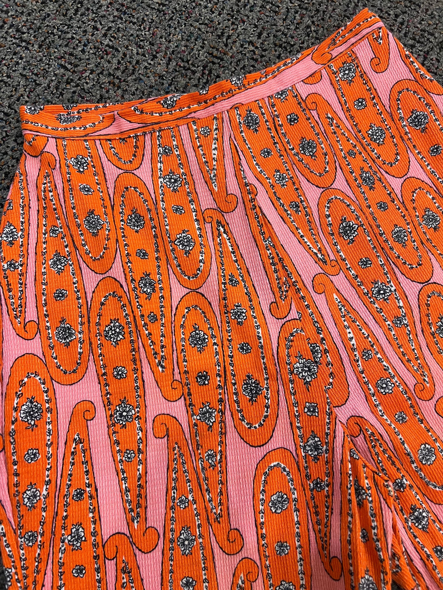 70's Orange + Pink Paisley Patterned Shorts