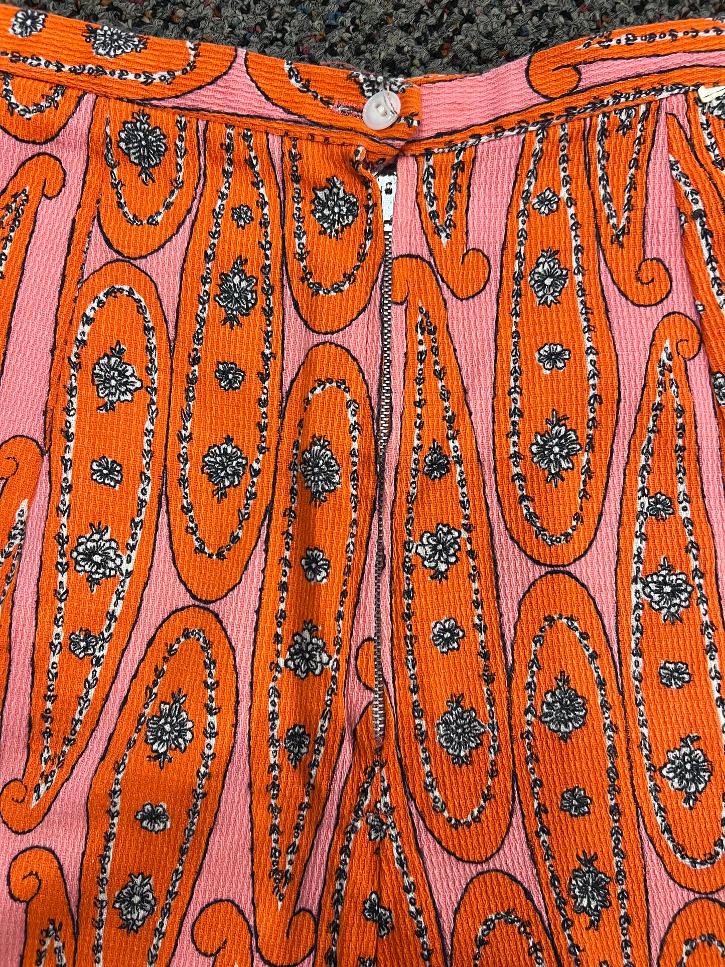 70's Orange + Pink Paisley Patterned Shorts