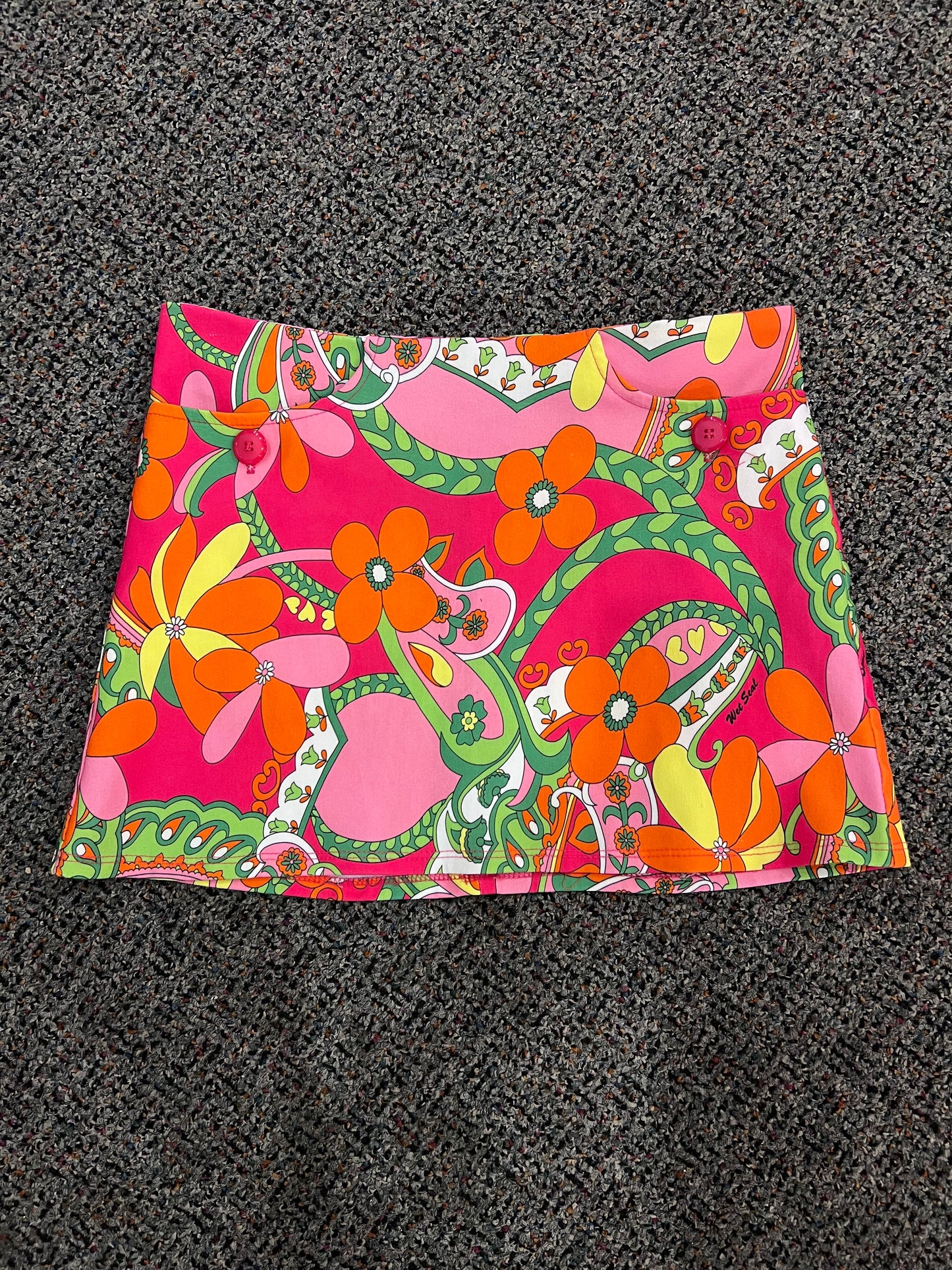 Y2K Wet Seal 70's Inspired Colorful Patterned Mini Skirt