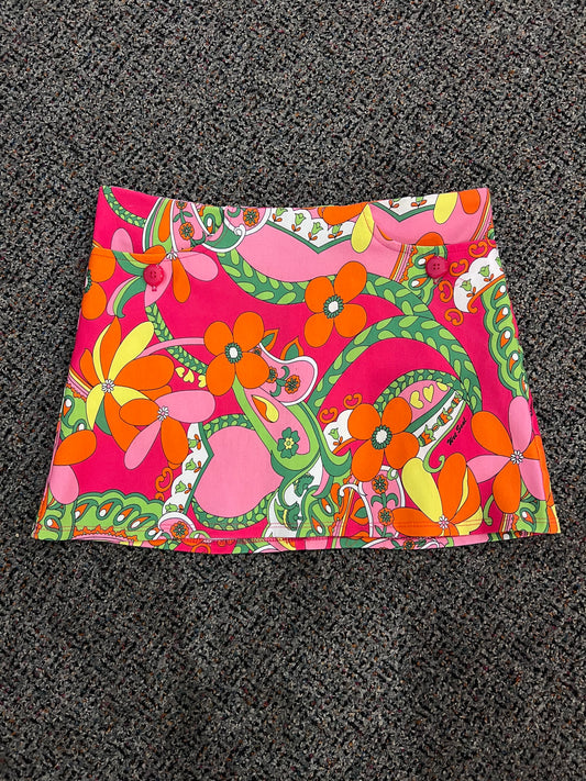 Y2K Wet Seal 70's Inspired Colorful Patterned Mini Skirt