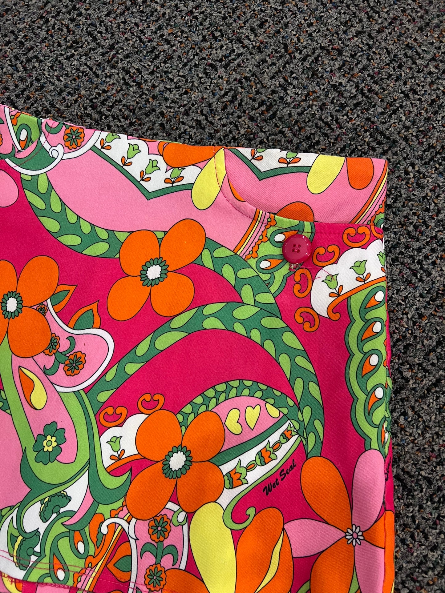 Y2K Wet Seal 70's Inspired Colorful Patterned Mini Skirt