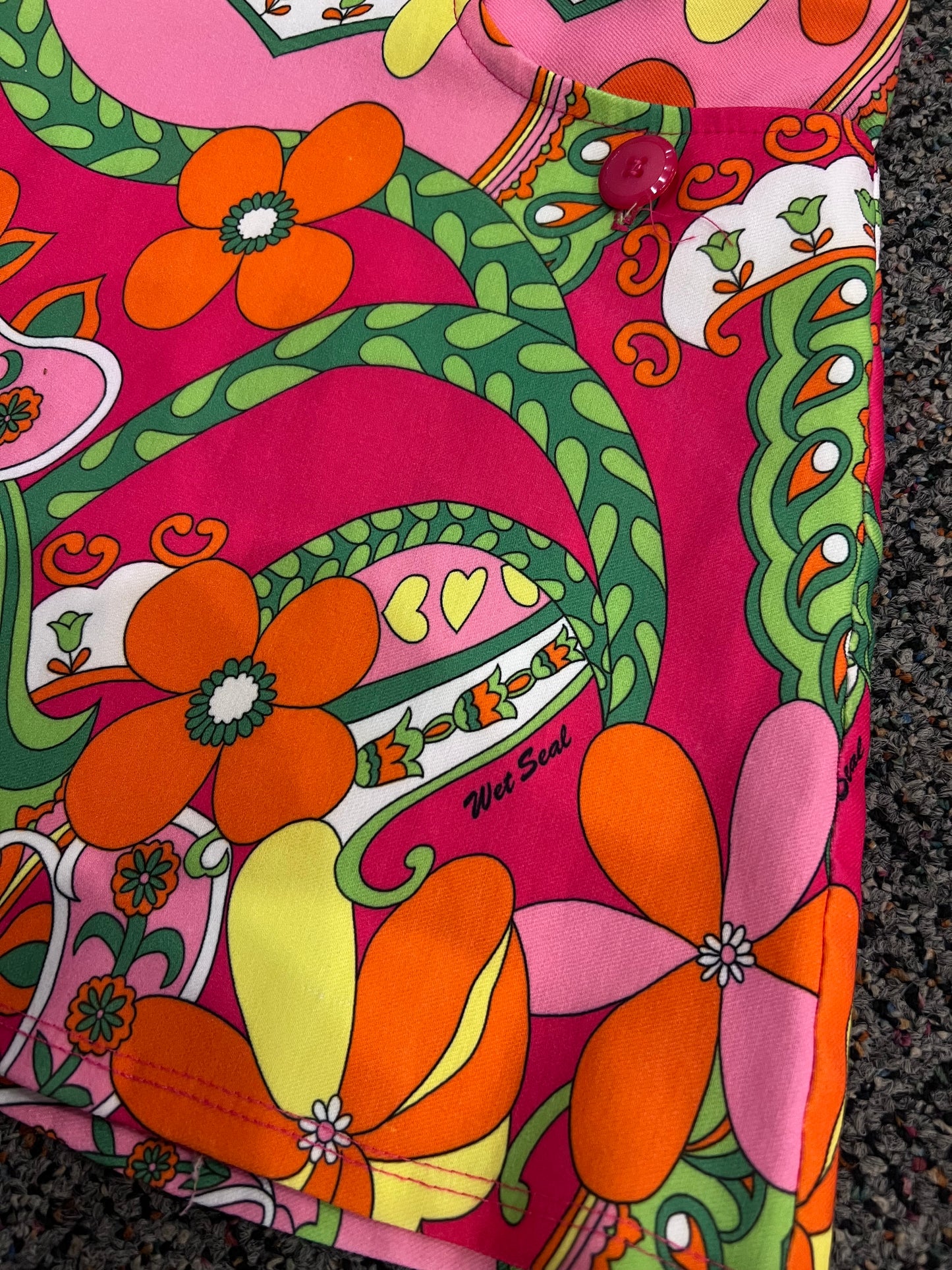 Y2K Wet Seal 70's Inspired Colorful Patterned Mini Skirt