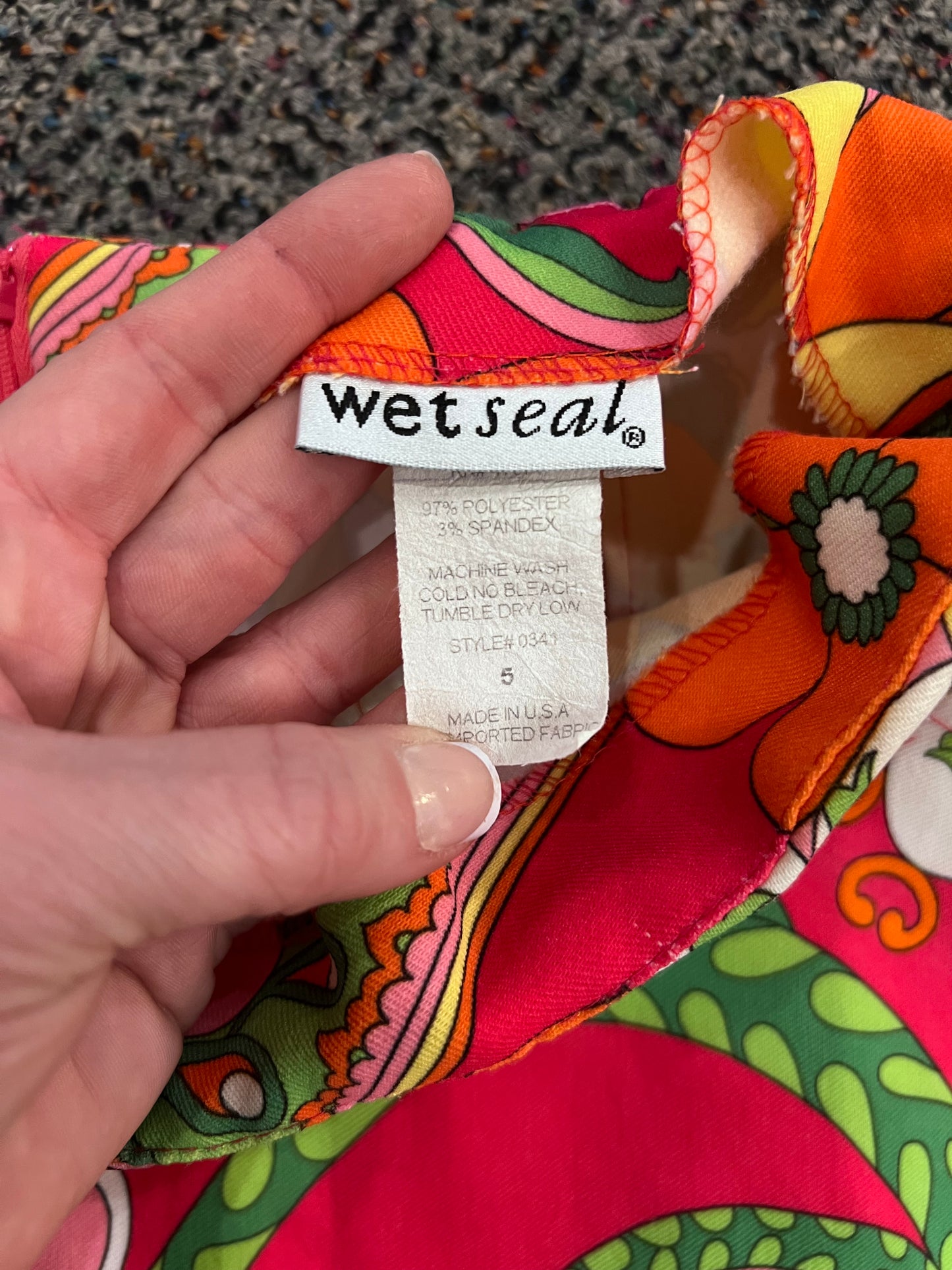 Y2K Wet Seal 70's Inspired Colorful Patterned Mini Skirt