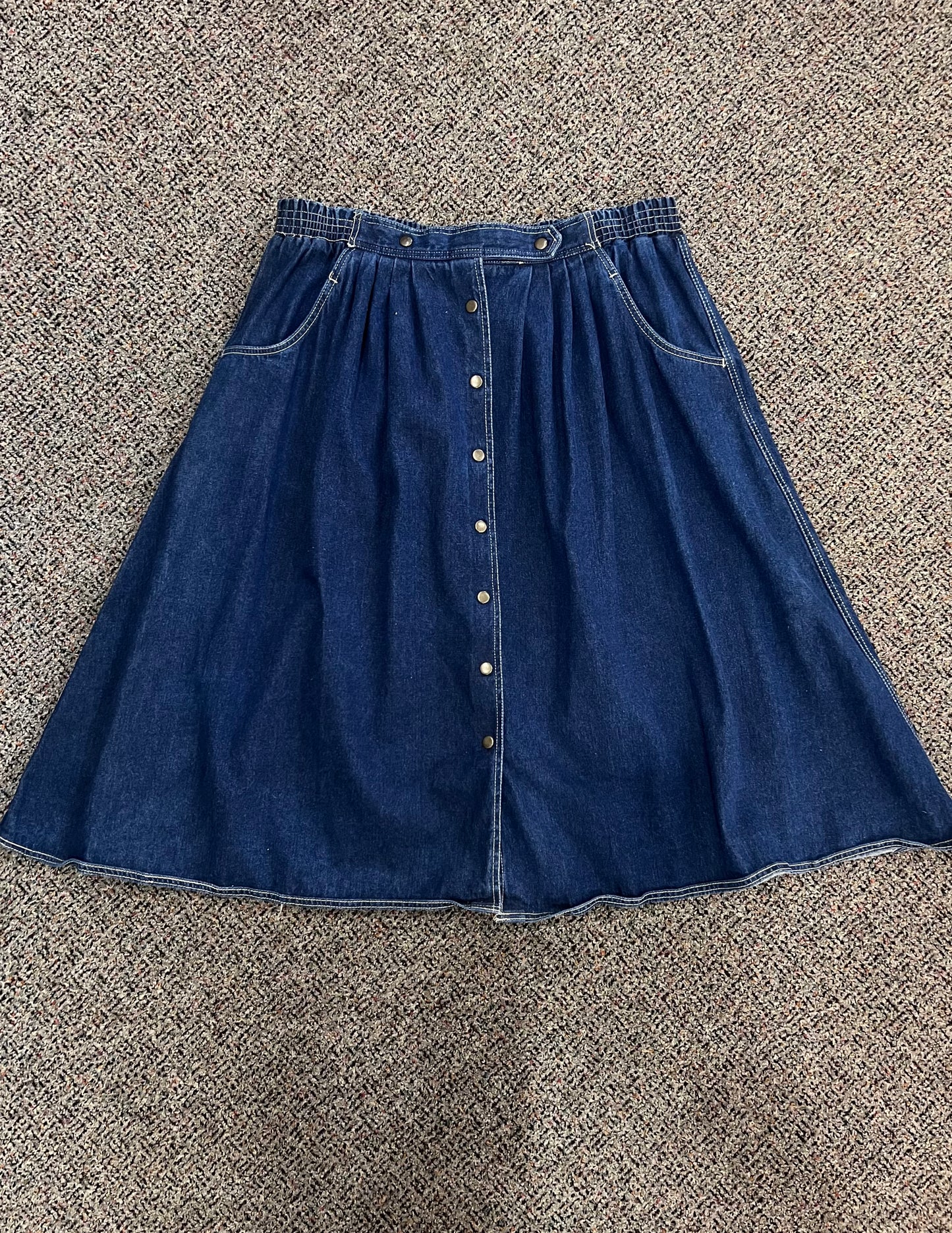 70's/80's Dicarlo Dark Wash Button Front Denim Skirt