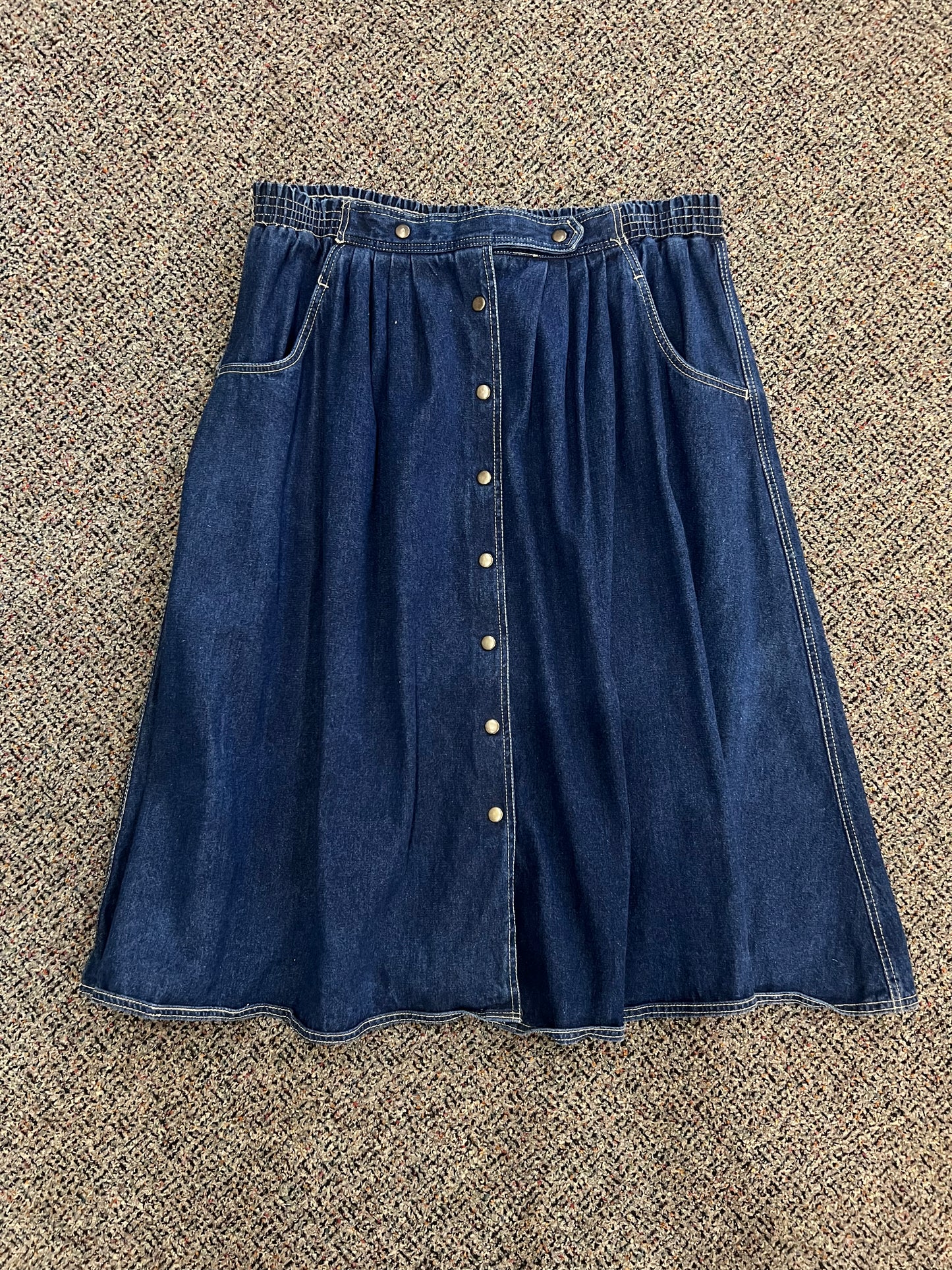 70's/80's Dicarlo Dark Wash Button Front Denim Skirt