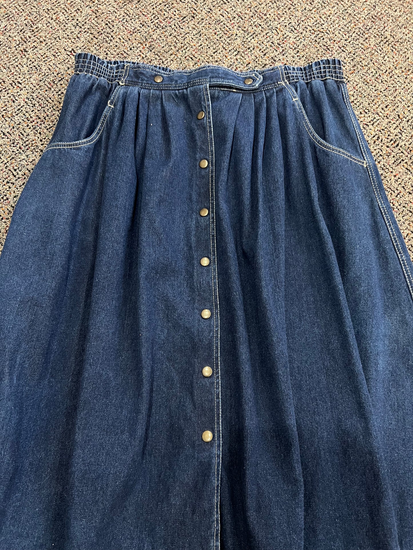 70's/80's Dicarlo Dark Wash Button Front Denim Skirt