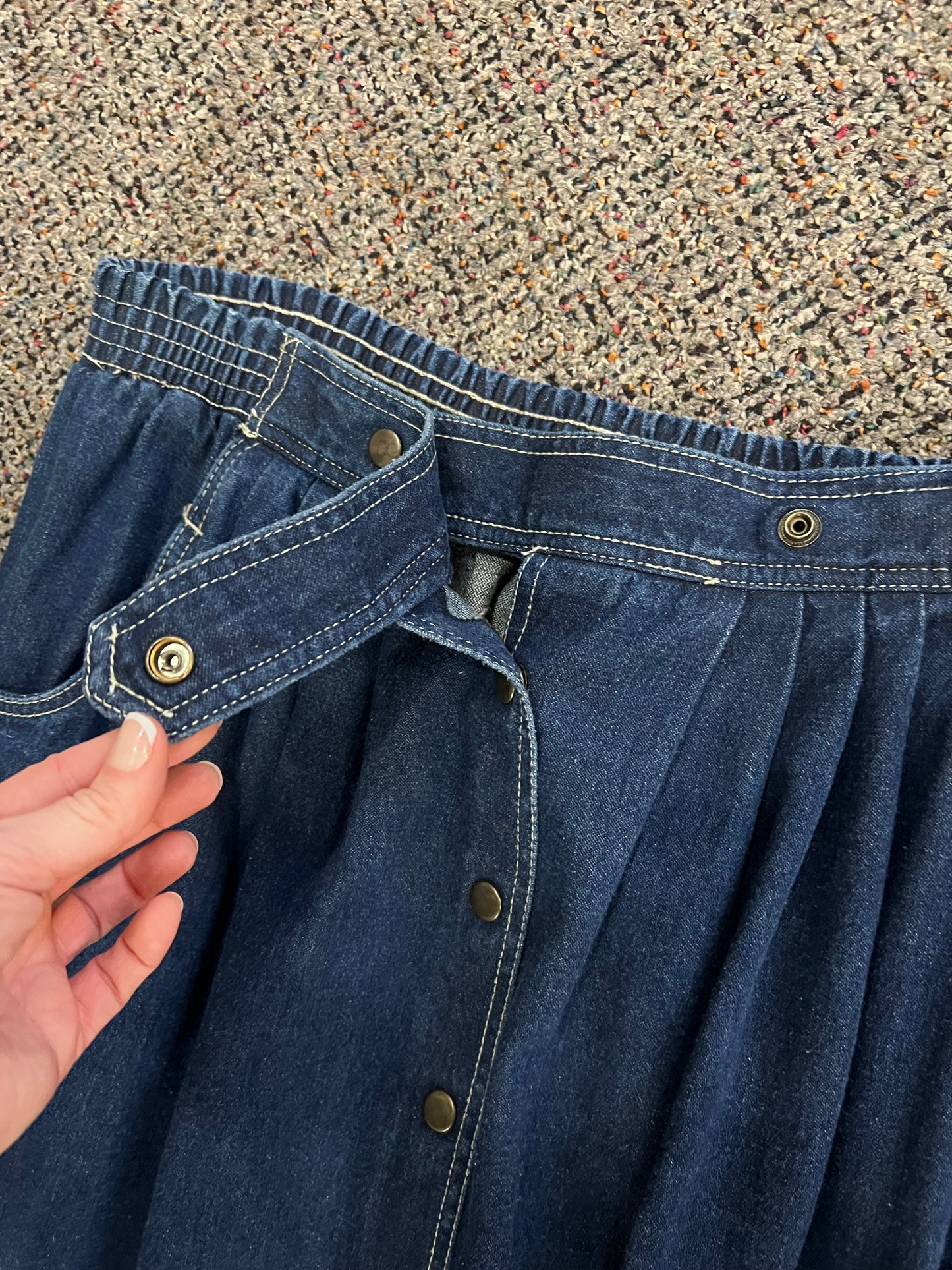 70's/80's Dicarlo Dark Wash Button Front Denim Skirt
