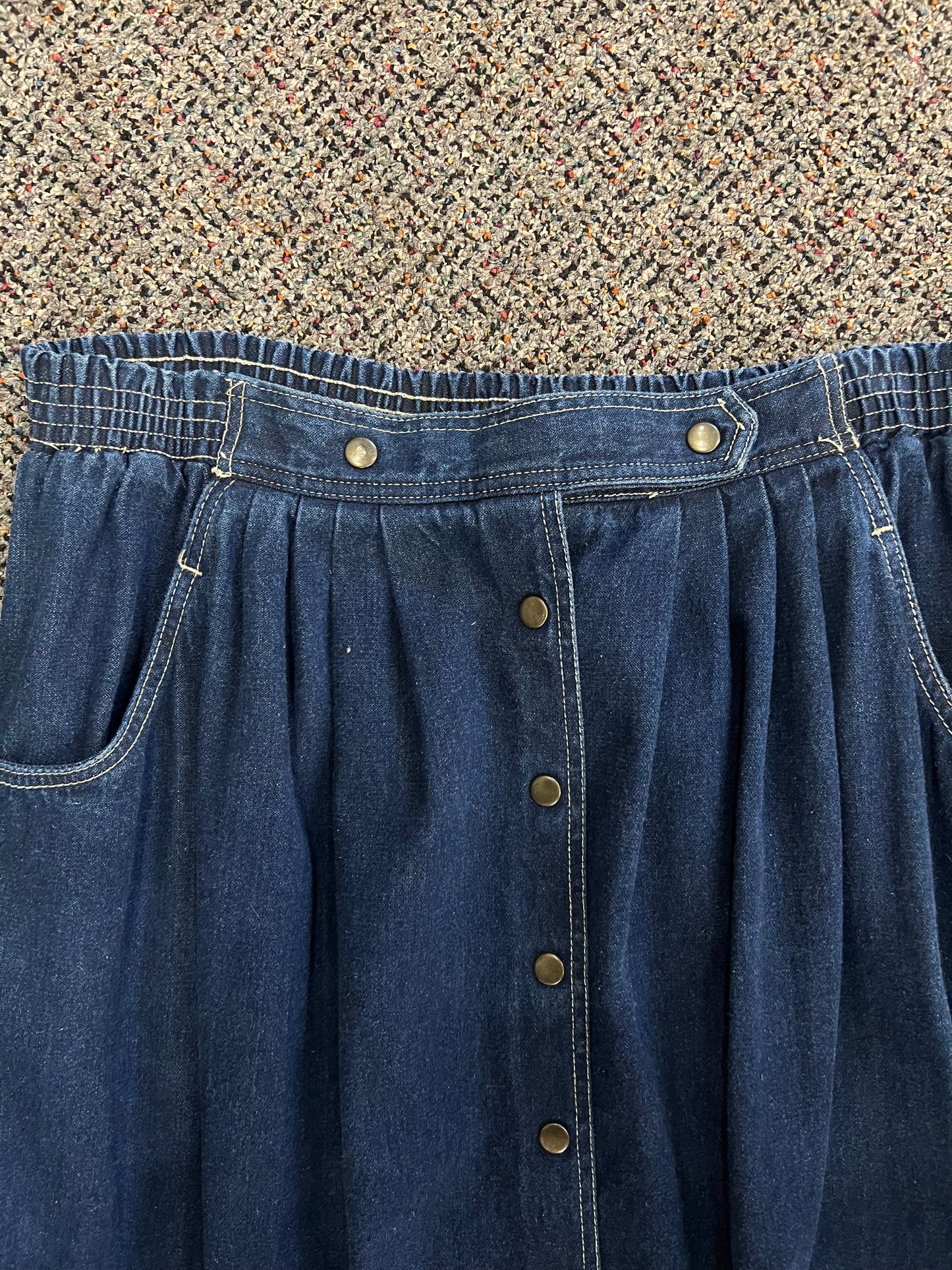 70's/80's Dicarlo Dark Wash Button Front Denim Skirt
