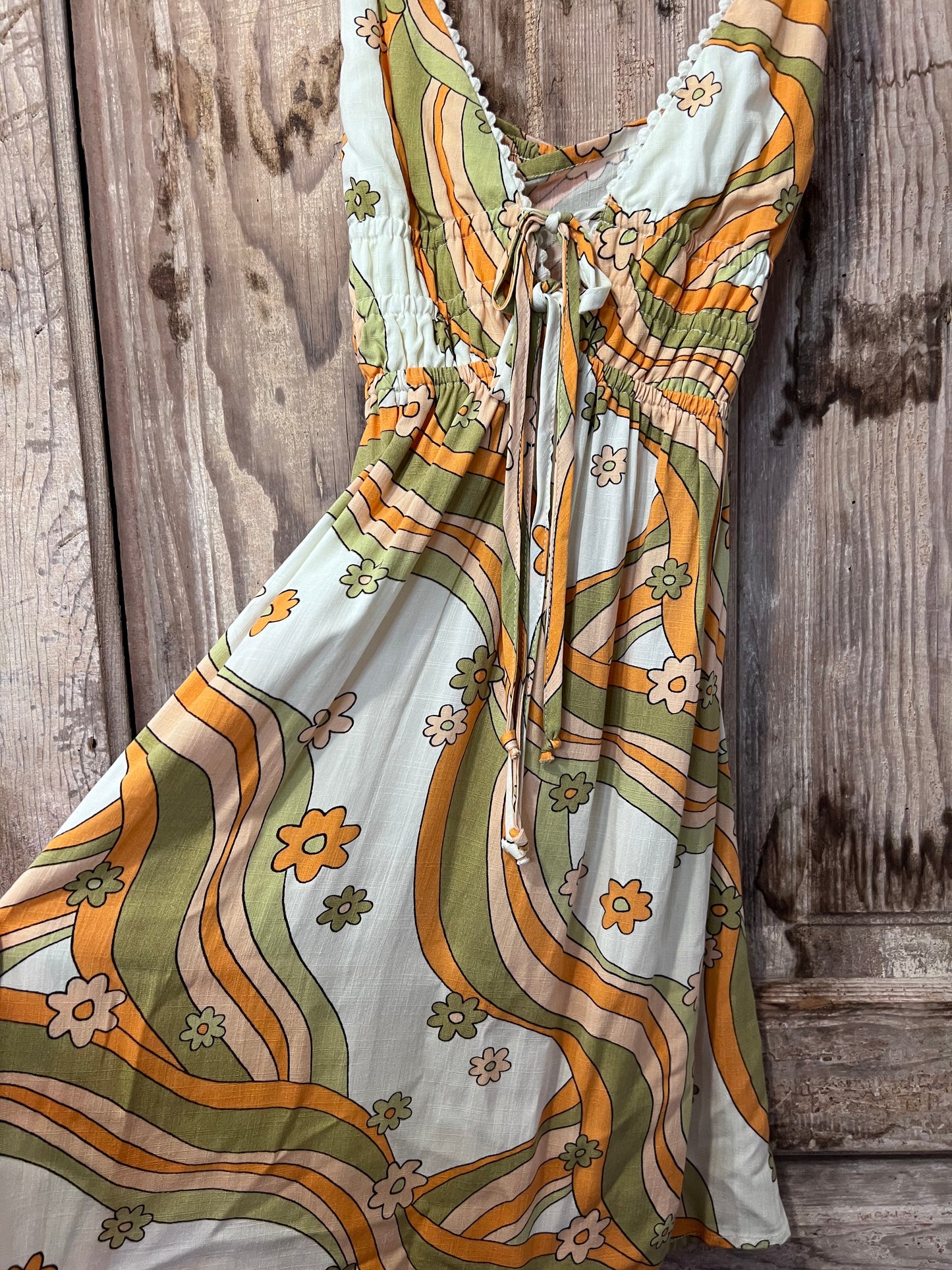 Y2K Wild Fable 70's Inspired Patterned Dress