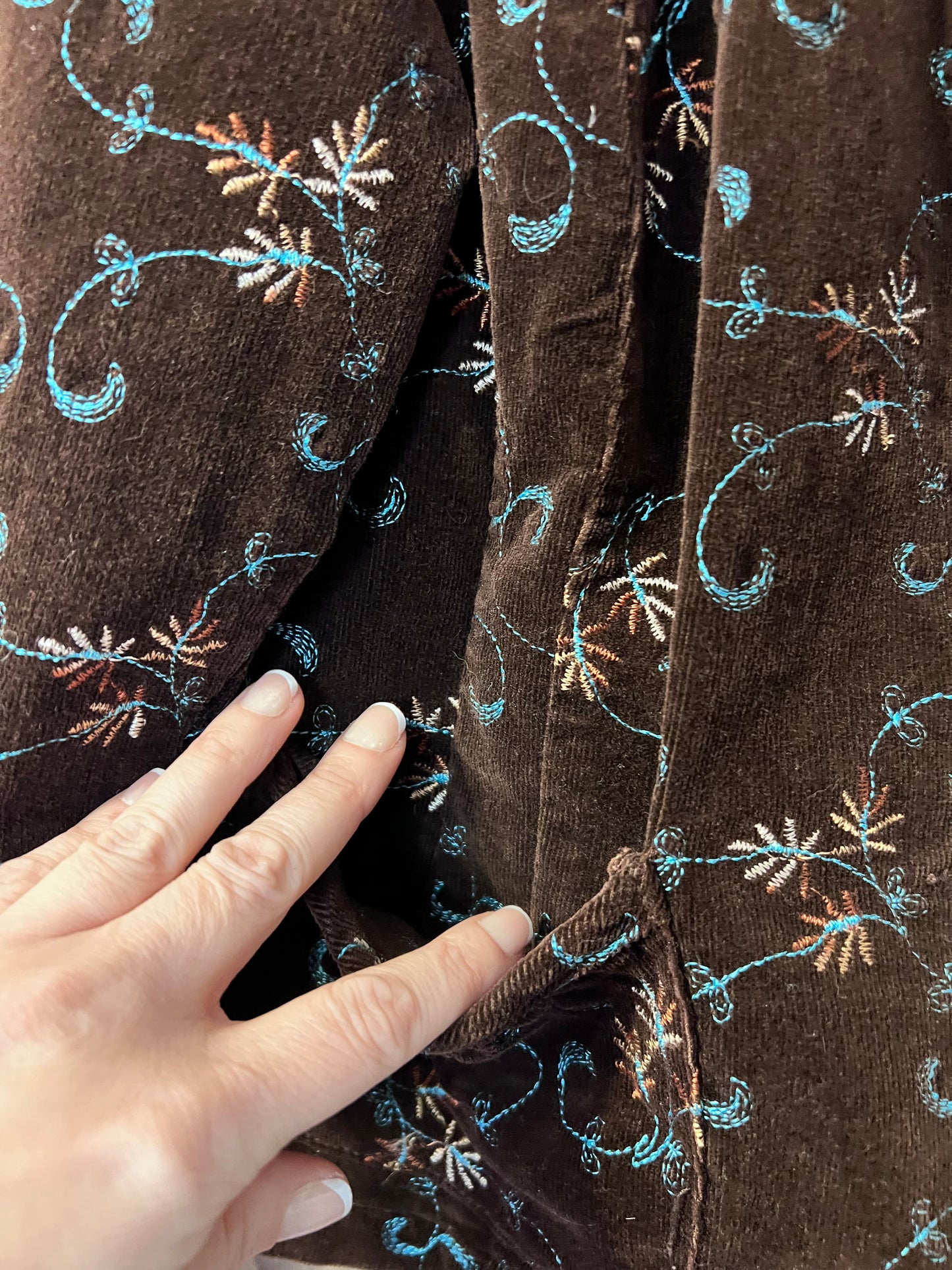 Y2K Brown Embroidered Corduroy Blazer