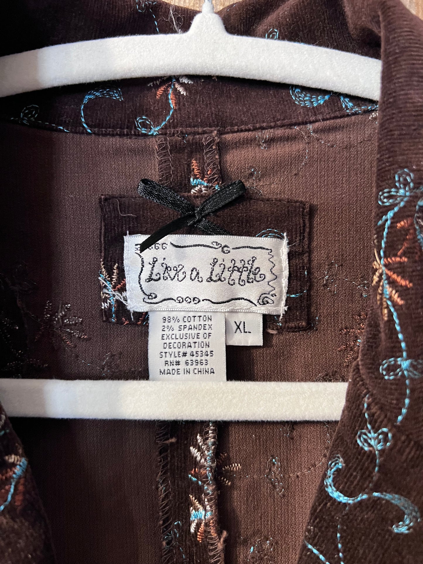 Y2K Brown Embroidered Corduroy Blazer