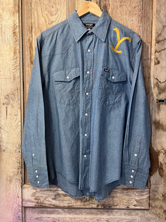 Wrangler Denim Yellow Stone Button Up Shirt