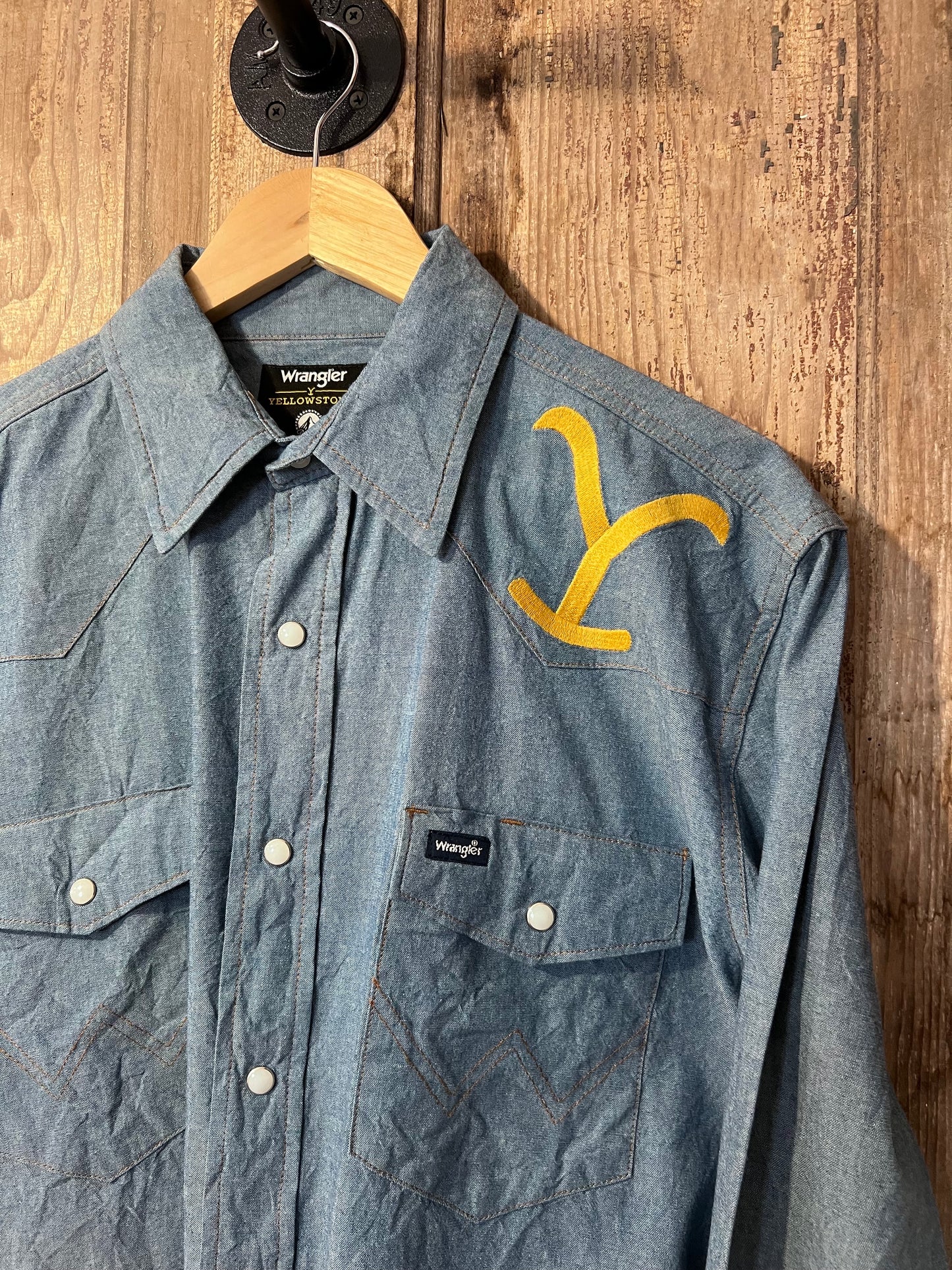Wrangler Denim Yellow Stone Button Up Shirt
