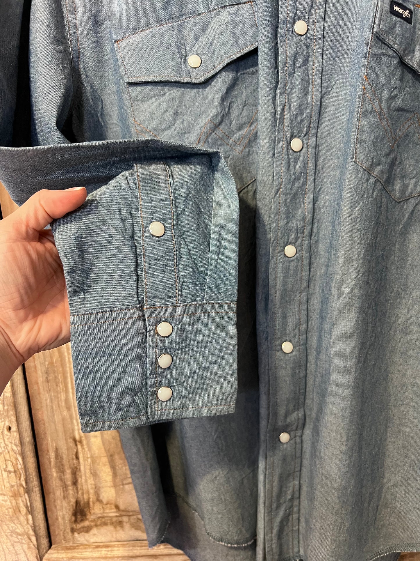 Wrangler Denim Yellow Stone Button Up Shirt