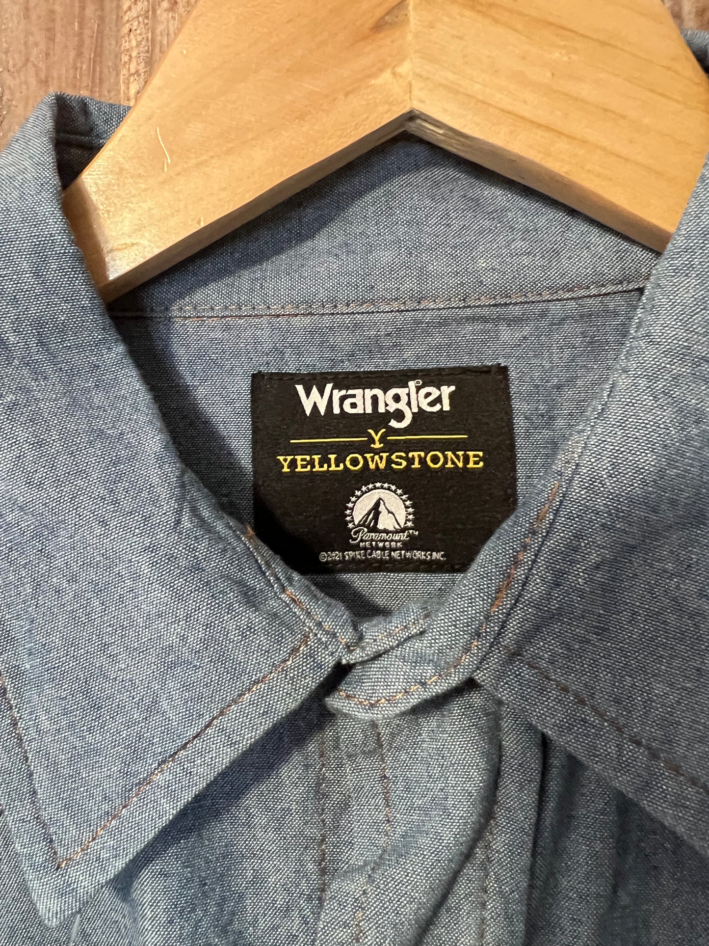 Wrangler Denim Yellow Stone Button Up Shirt