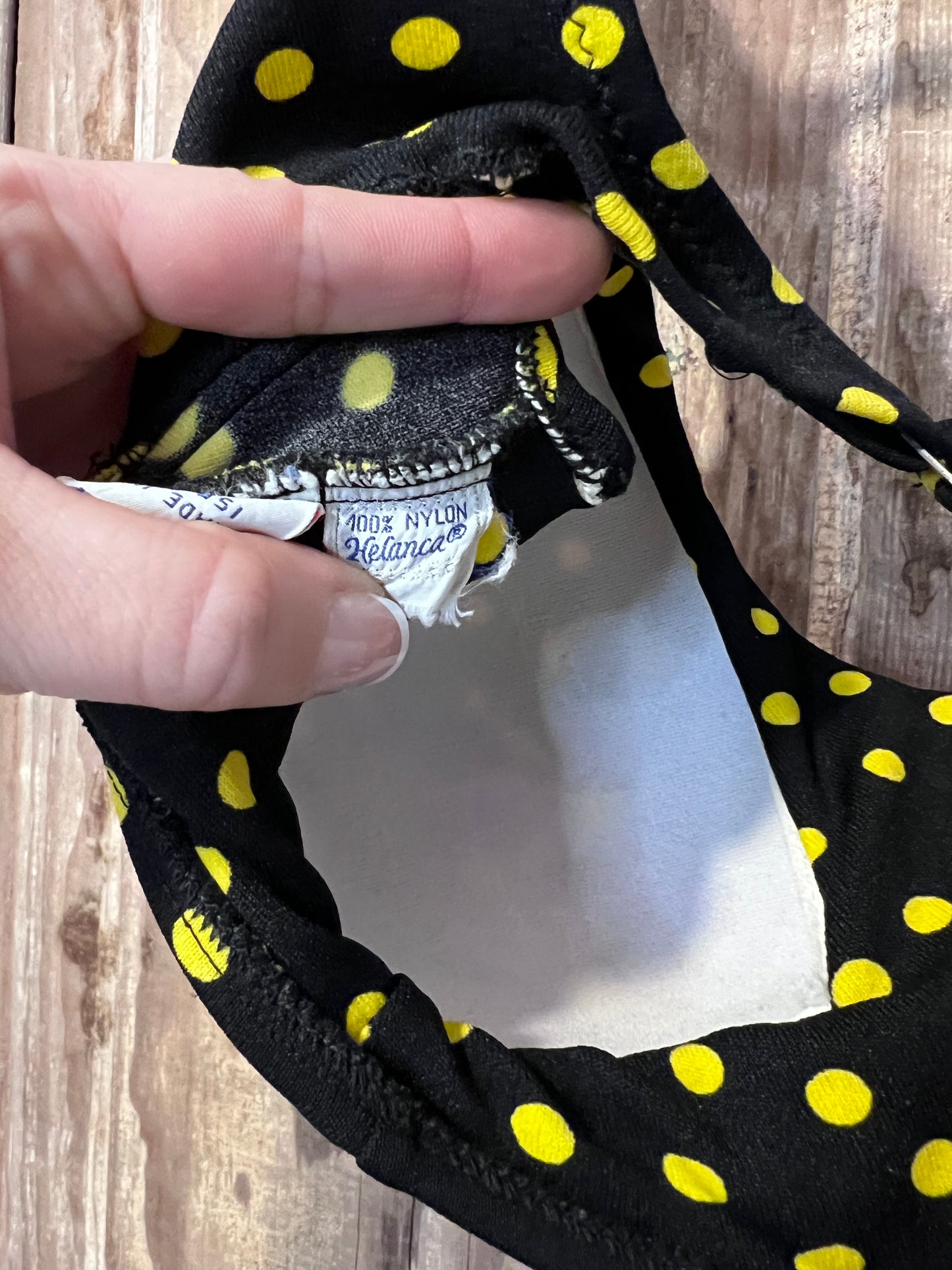 80's/90's Black Polka Dot Floral Swim Top