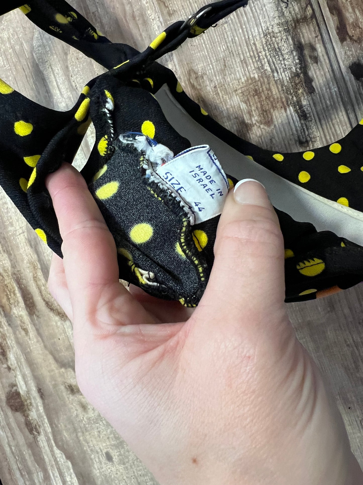 80's/90's Black Polka Dot Floral Swim Top