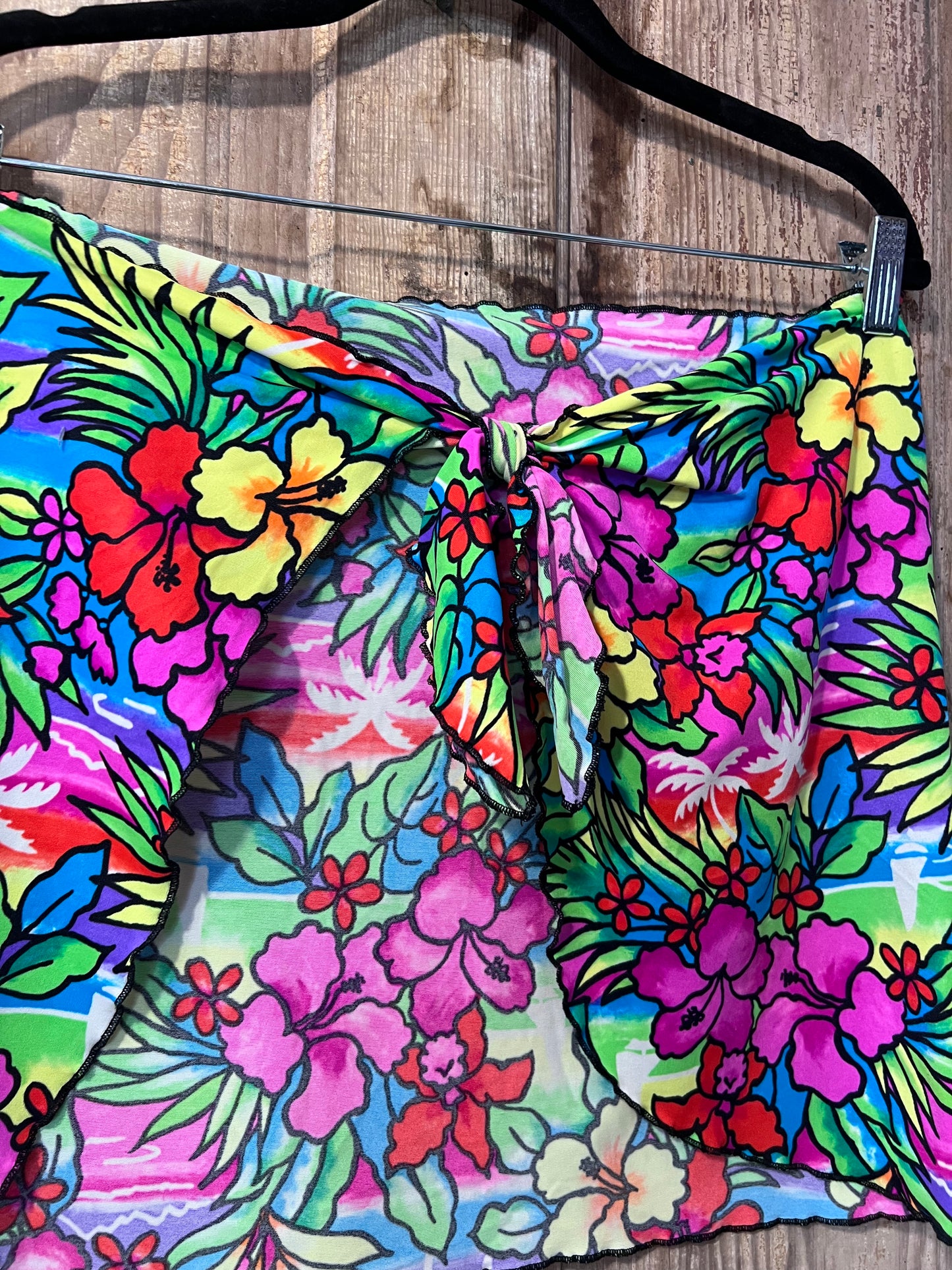80's/90's Carabella Bright Floral Swimsuit Wrap Skirt