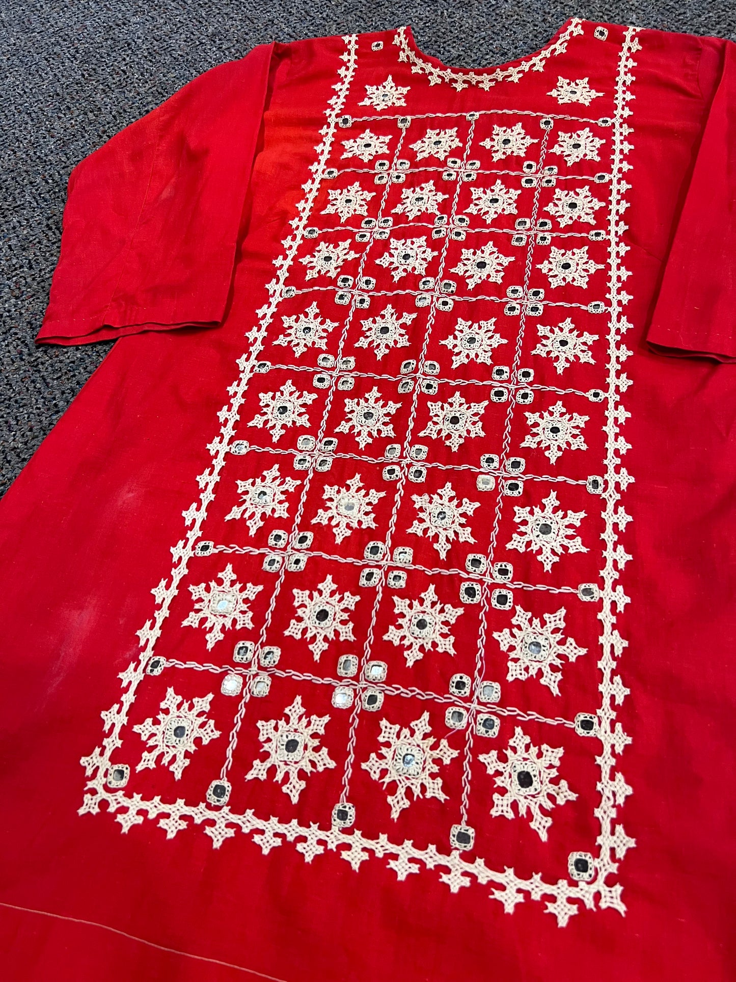 60's/70's Red Embroidered Front Dress