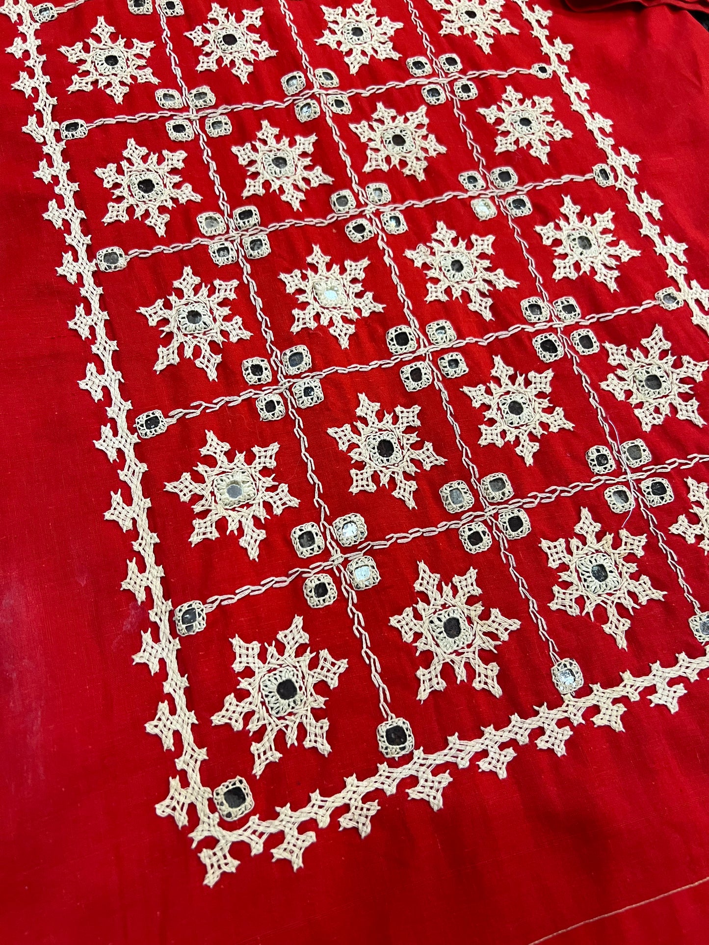 60's/70's Red Embroidered Front Dress