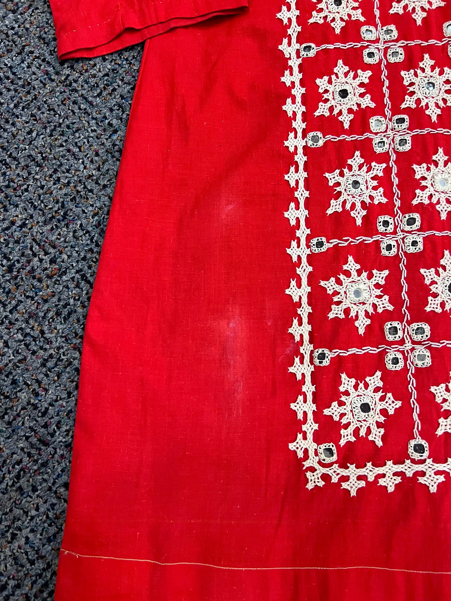 60's/70's Red Embroidered Front Dress
