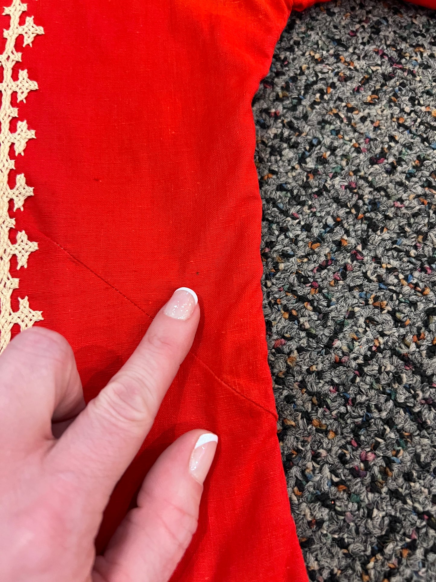 60's/70's Red Embroidered Front Dress