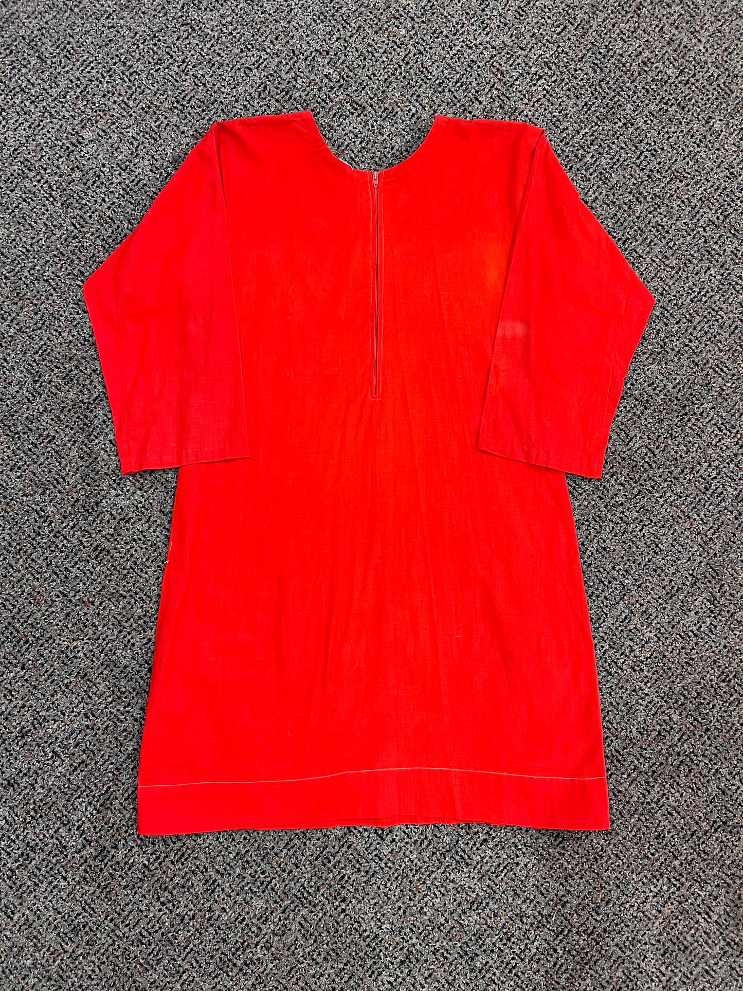 60's/70's Red Embroidered Front Dress
