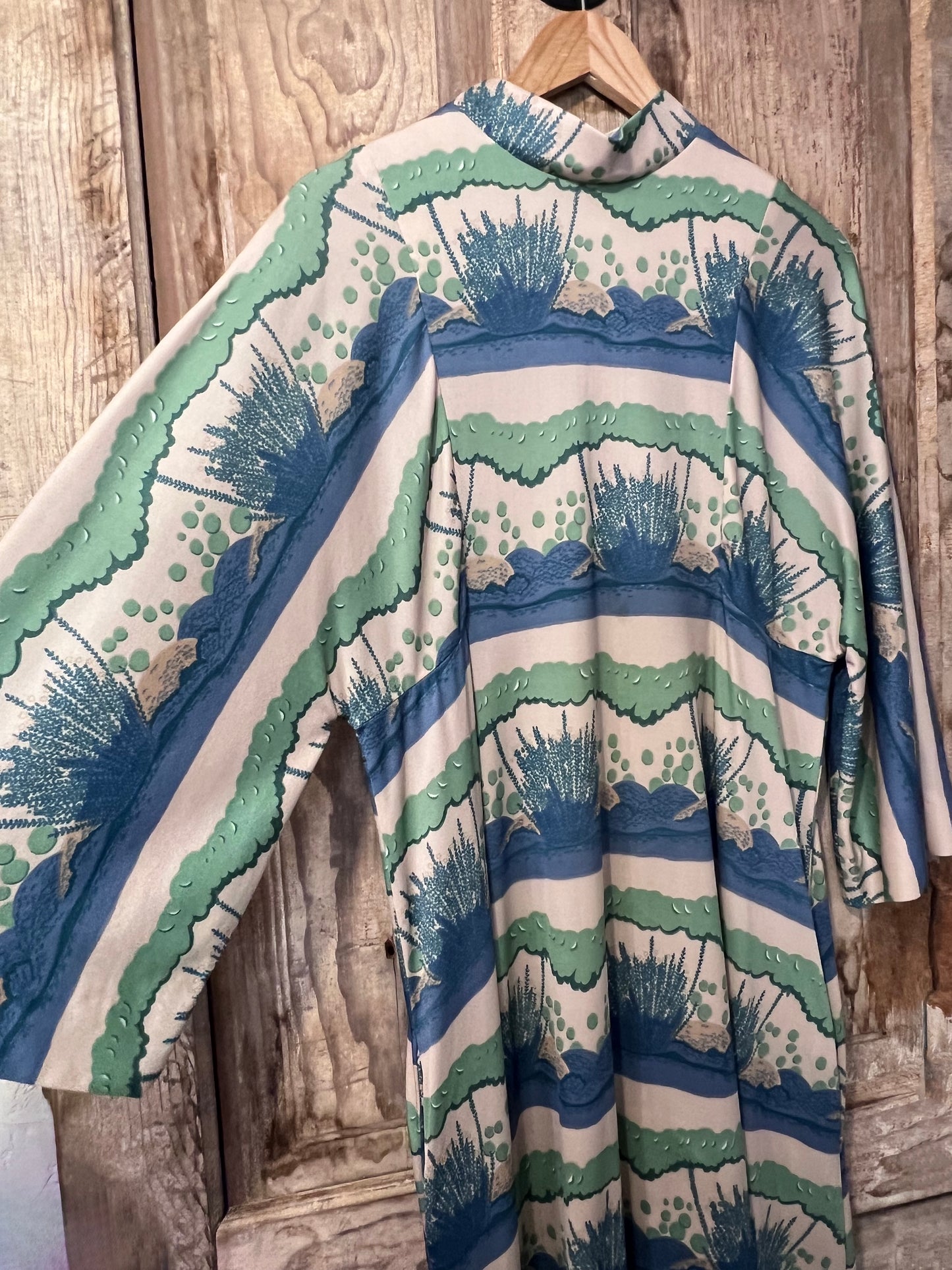 60's/70's Jacobson's Blue + Green High Neck Dress