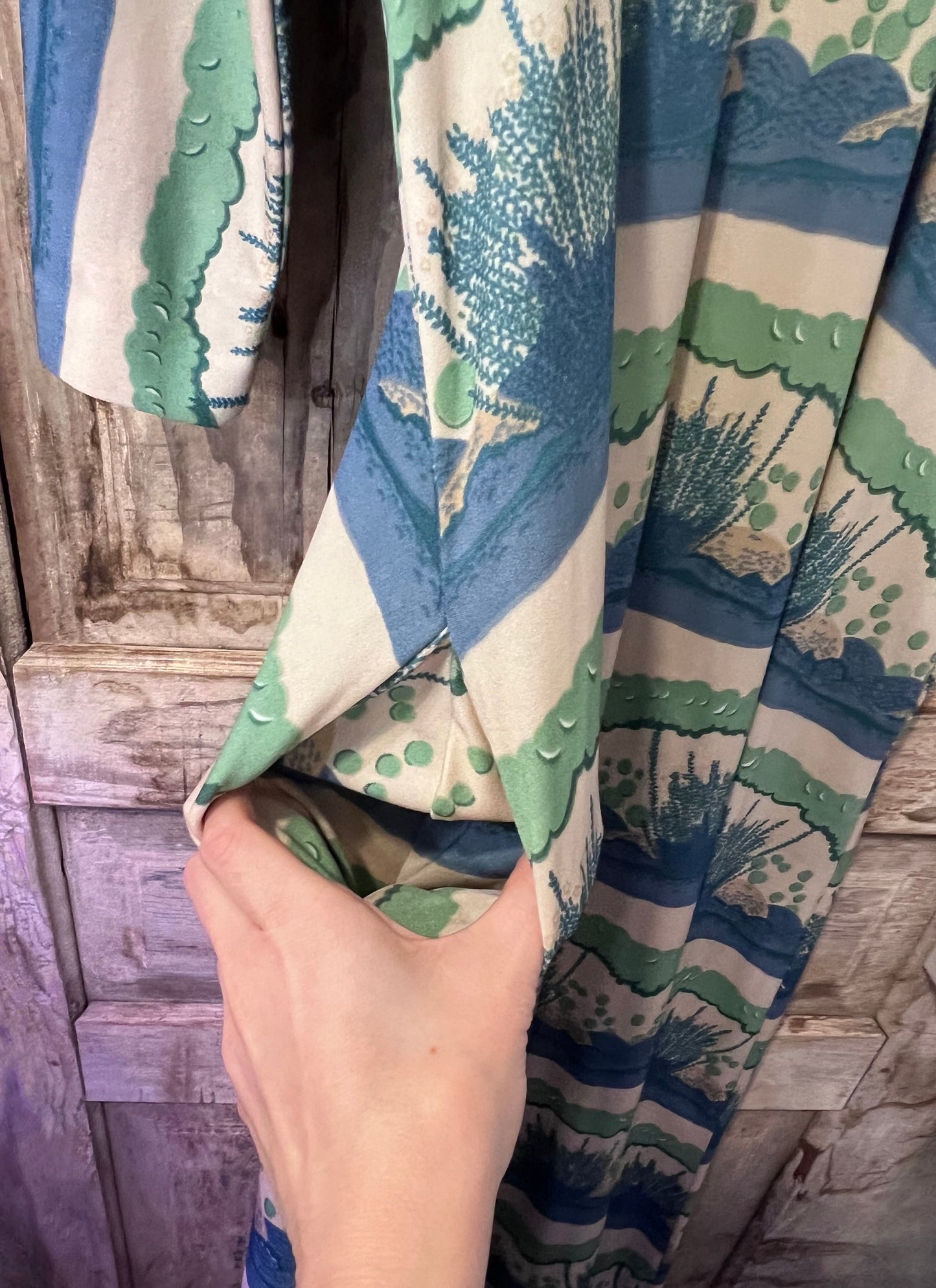 60's/70's Jacobson's Blue + Green High Neck Dress