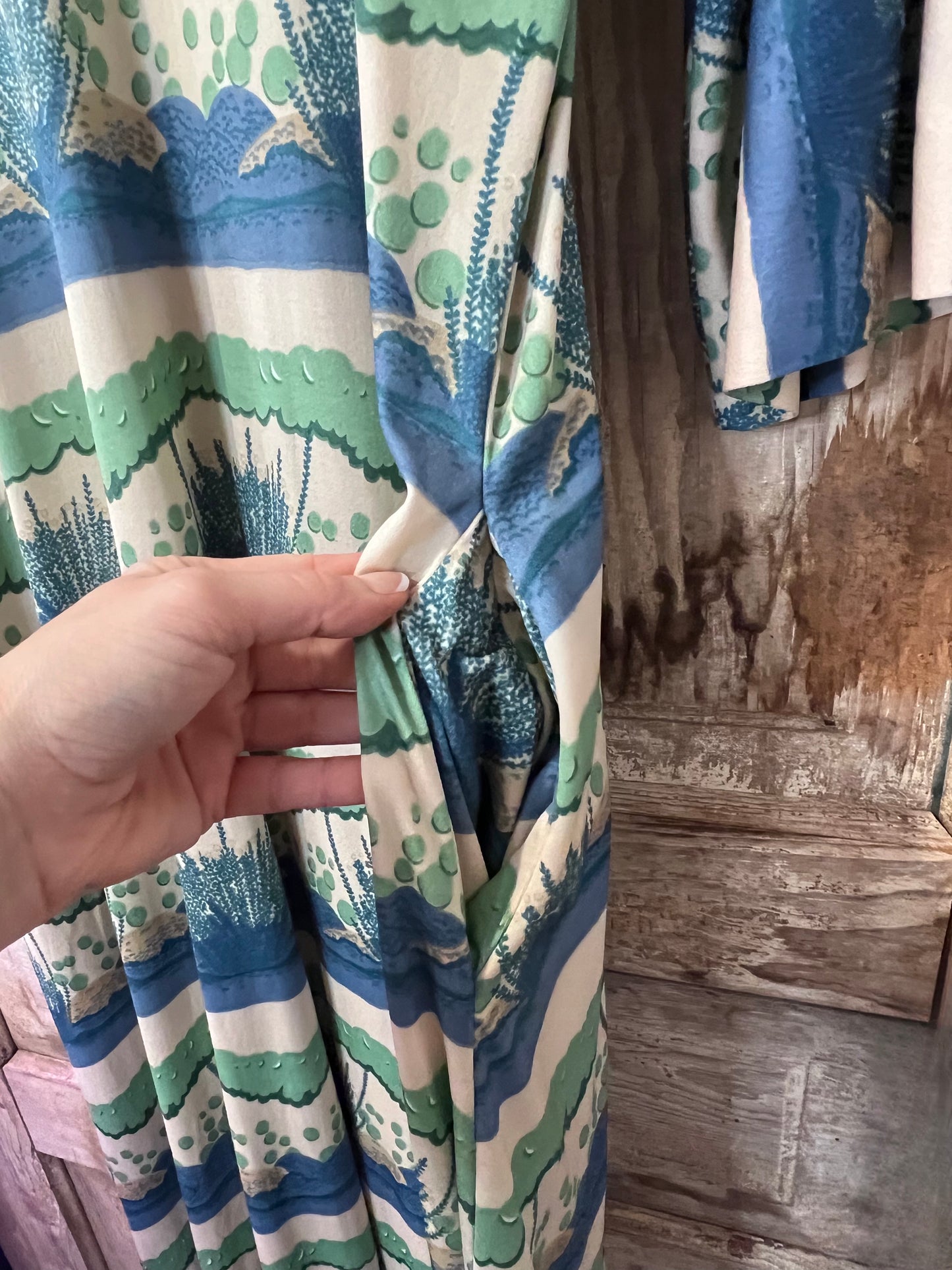 60's/70's Jacobson's Blue + Green High Neck Dress