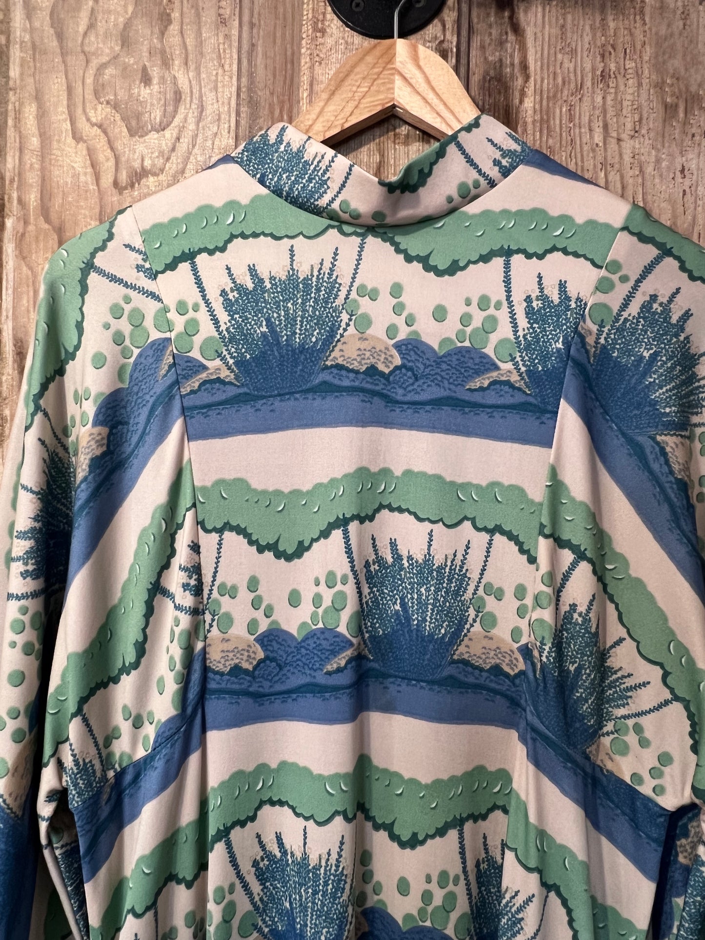 60's/70's Jacobson's Blue + Green High Neck Dress